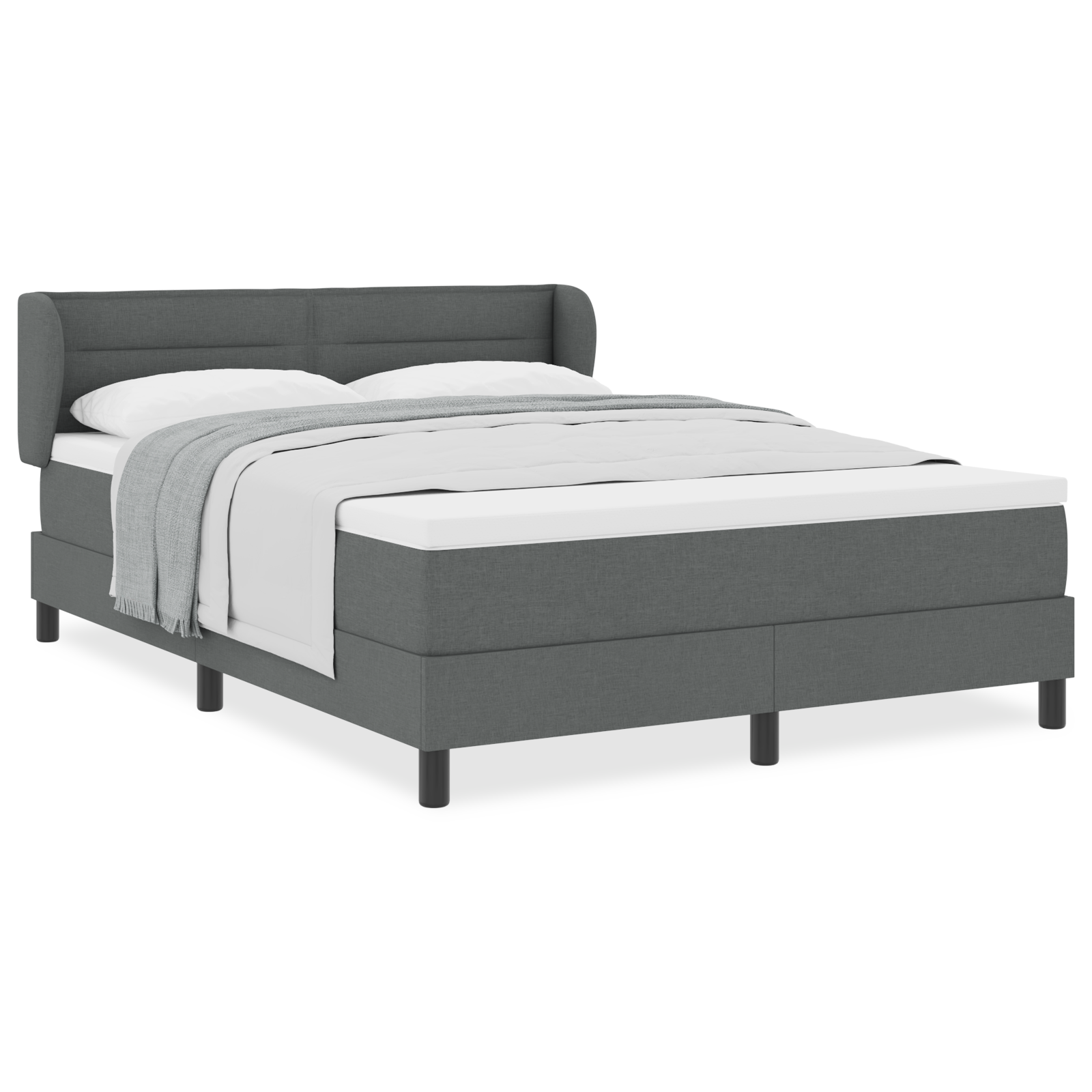 Pat cu arcuri vidaXL cu saltea gri închis 160x200 cm țesătură Pat cu arcuri vidaXL cu saltea gri închis 160x200 cm țesătură