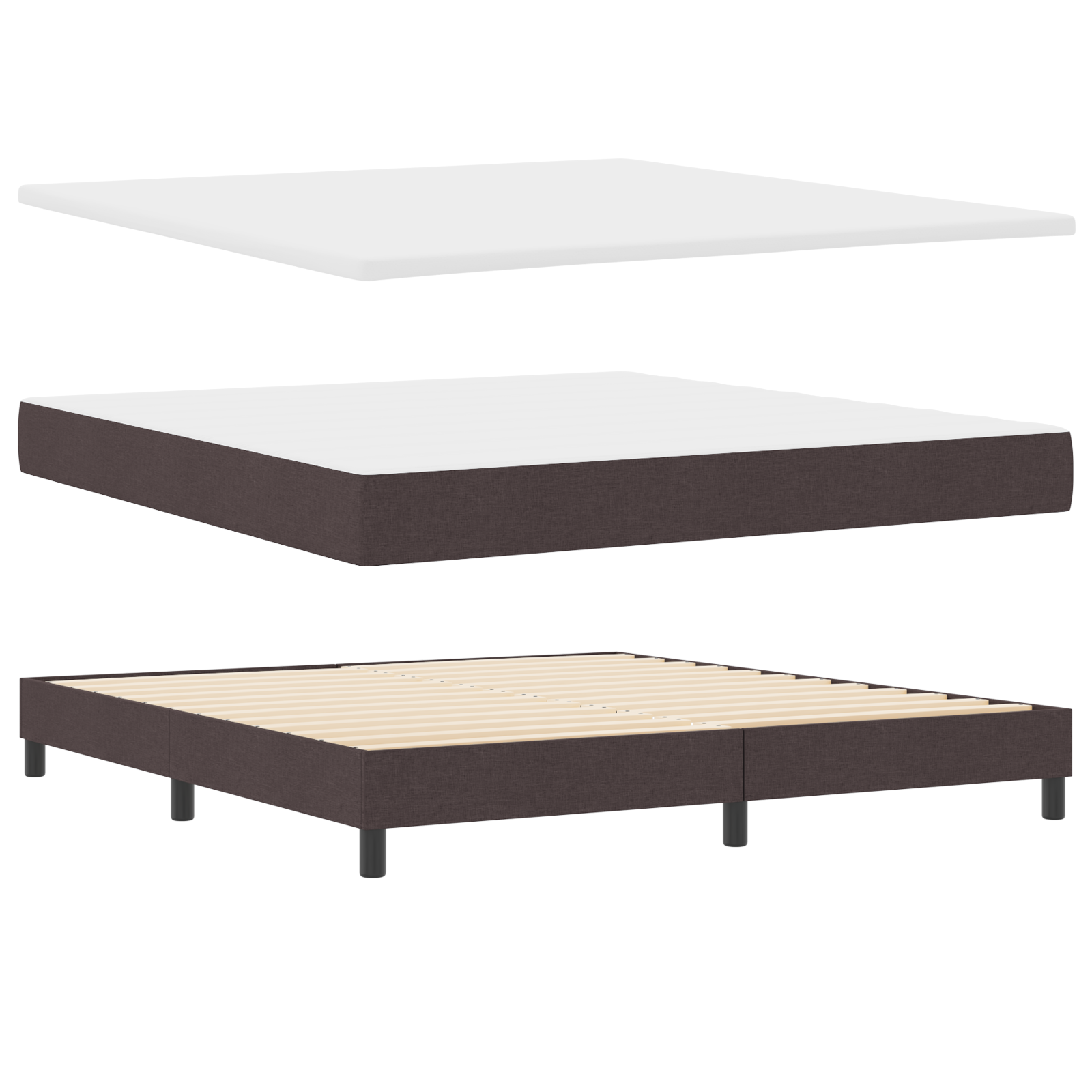 Pat Box Spring vidaXL cu Saltea Maro Închis 180x200 cm Material Pat Box Spring vidaXL cu Saltea Maro Închis 180x200 cm Material