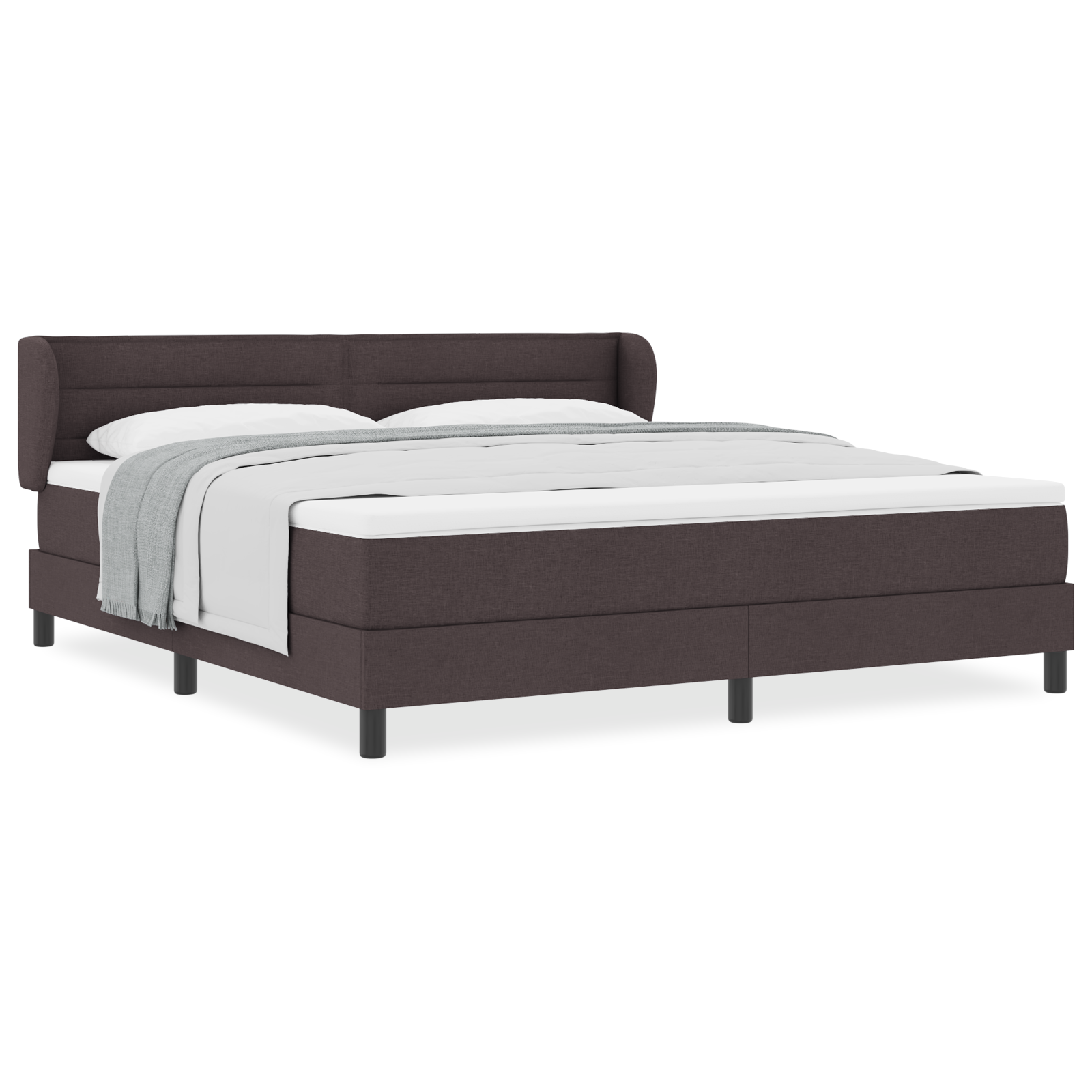 Pat Box Spring vidaXL cu Saltea Maro Închis 180x200 cm Material Pat Box Spring vidaXL cu Saltea Maro Închis 180x200 cm Material