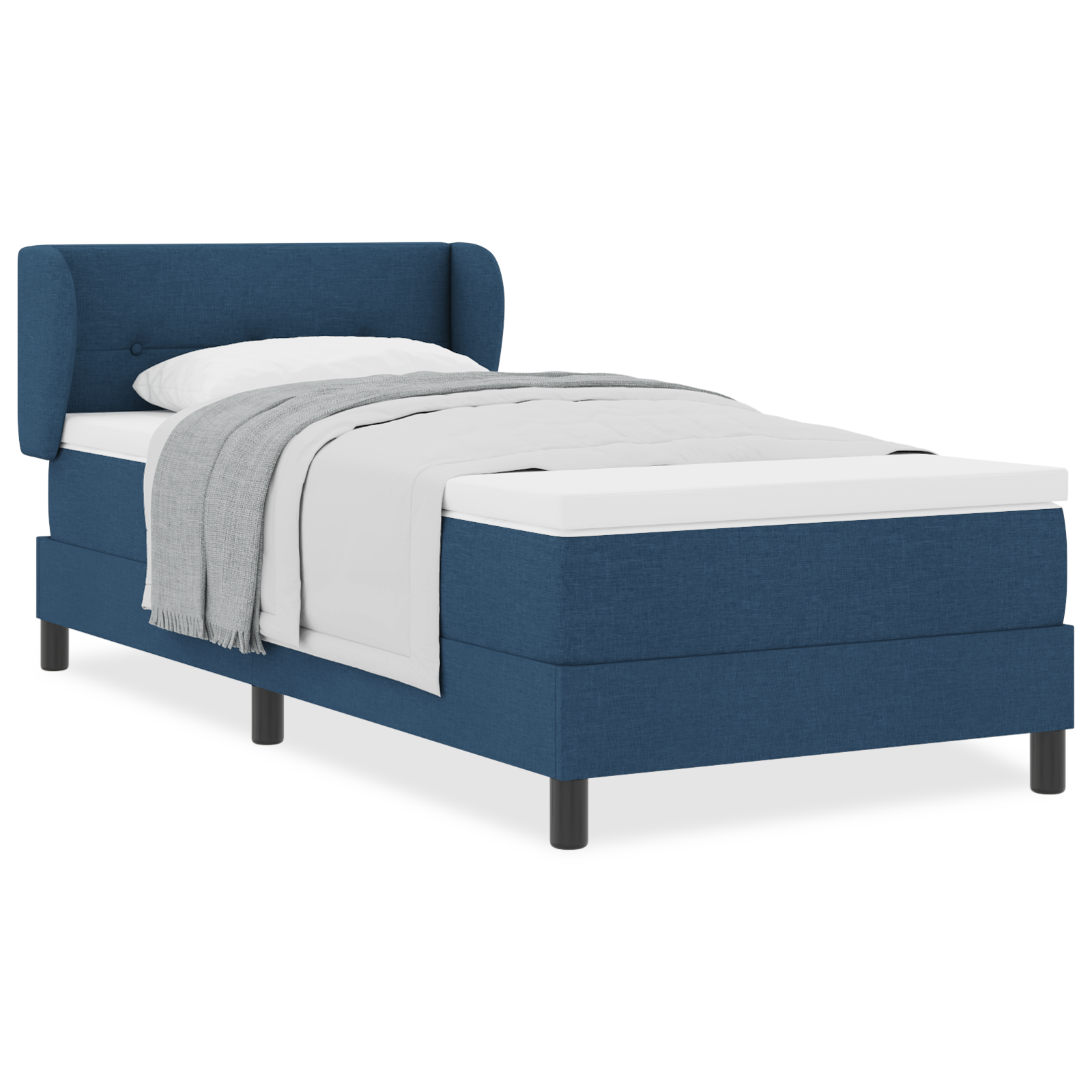 Pat cu saltea Box Spring vidaXL Albastru 80x200 cm Fabrică Pat cu saltea Box Spring vidaXL Albastru 80x200 cm Fabrică