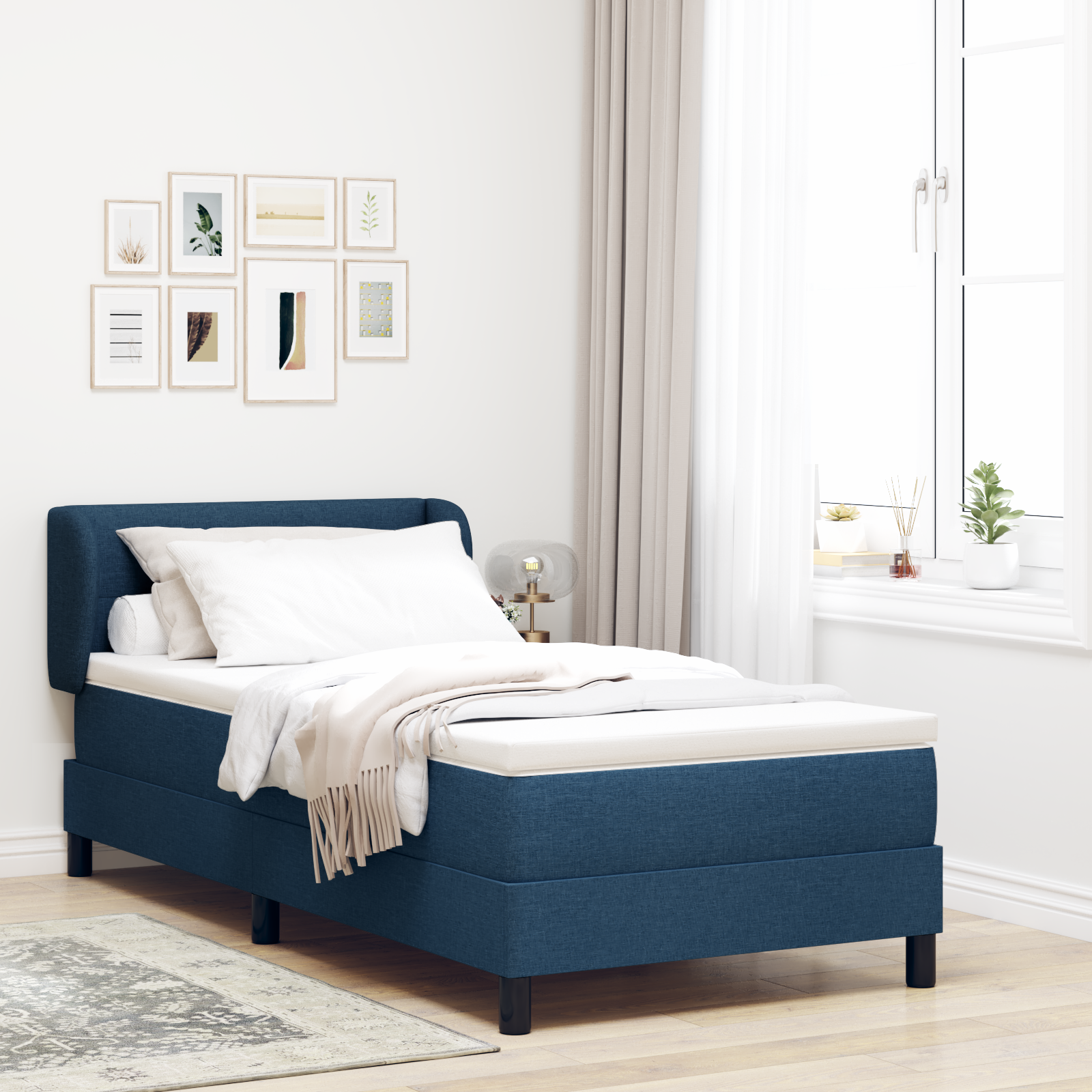 Pat cu saltea Box Spring vidaXL Albastru 80x200 cm Fabrică Pat cu saltea Box Spring vidaXL Albastru 80x200 cm Fabrică