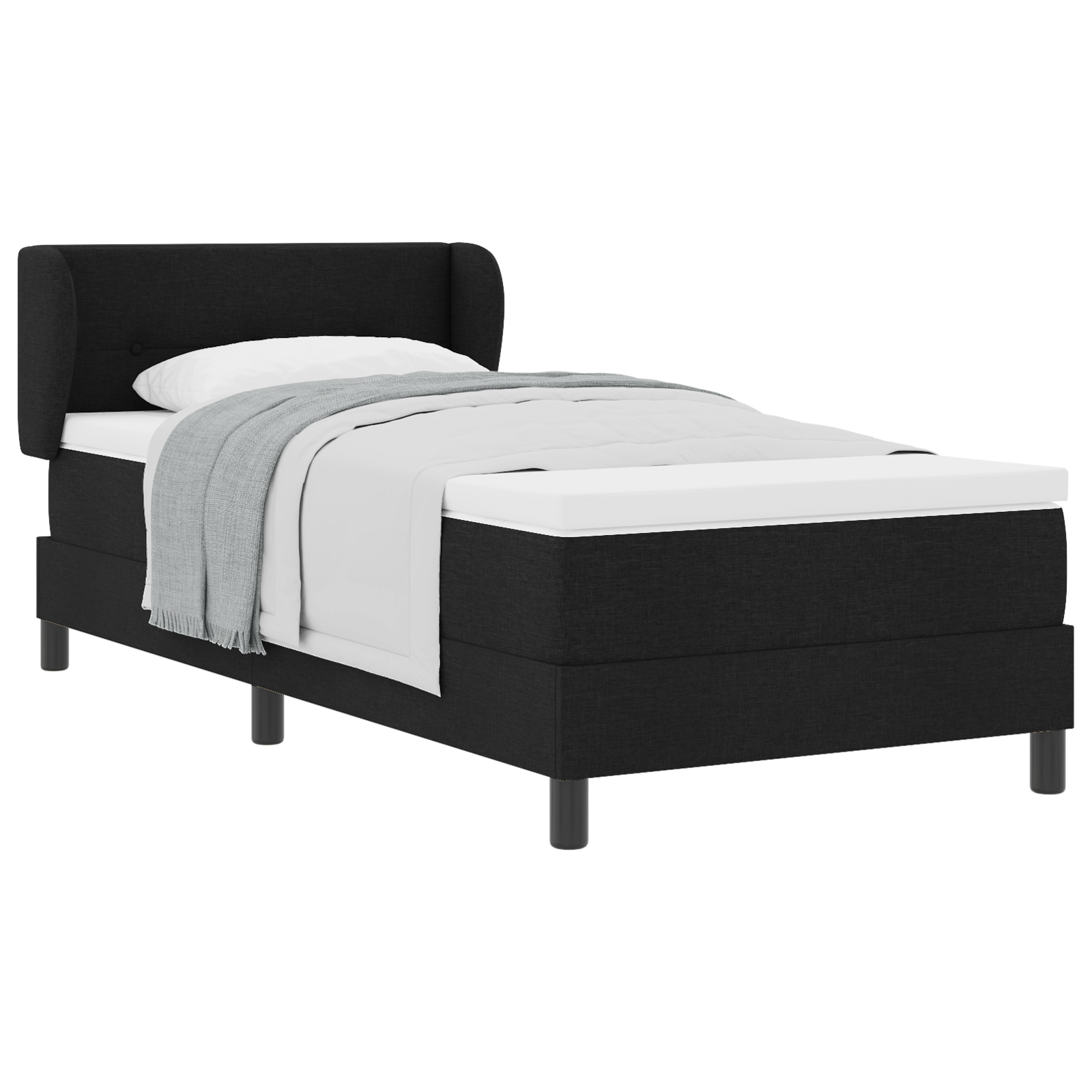 Pat Box Spring vidaXL cu Saltea Negru 90x200 cm Din Material Textil Pat Box Spring vidaXL cu Saltea Negru 90x200 cm Din Material Textil