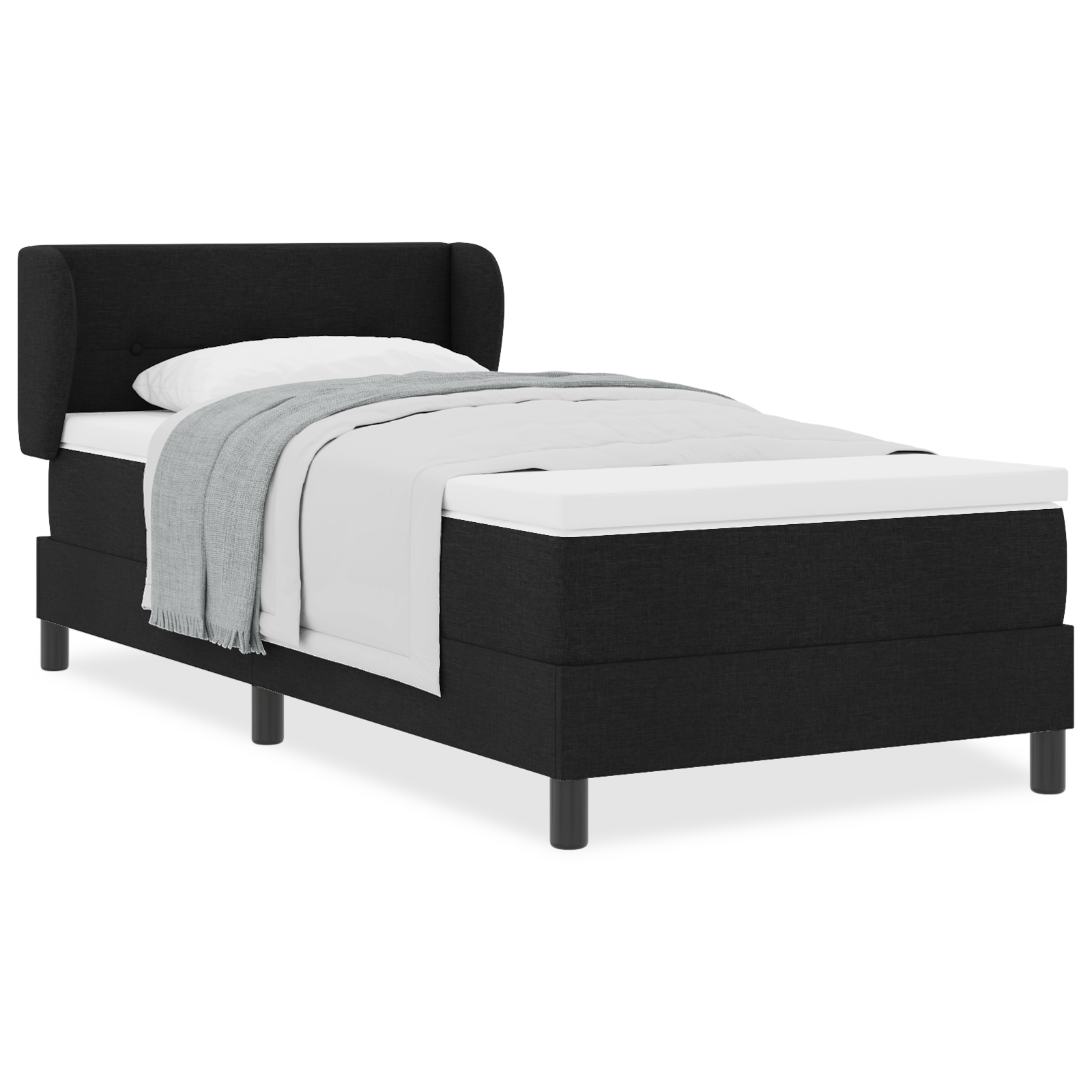 Pat Box Spring vidaXL cu Saltea Negru 90x200 cm Din Material Textil Pat Box Spring vidaXL cu Saltea Negru 90x200 cm Din Material Textil