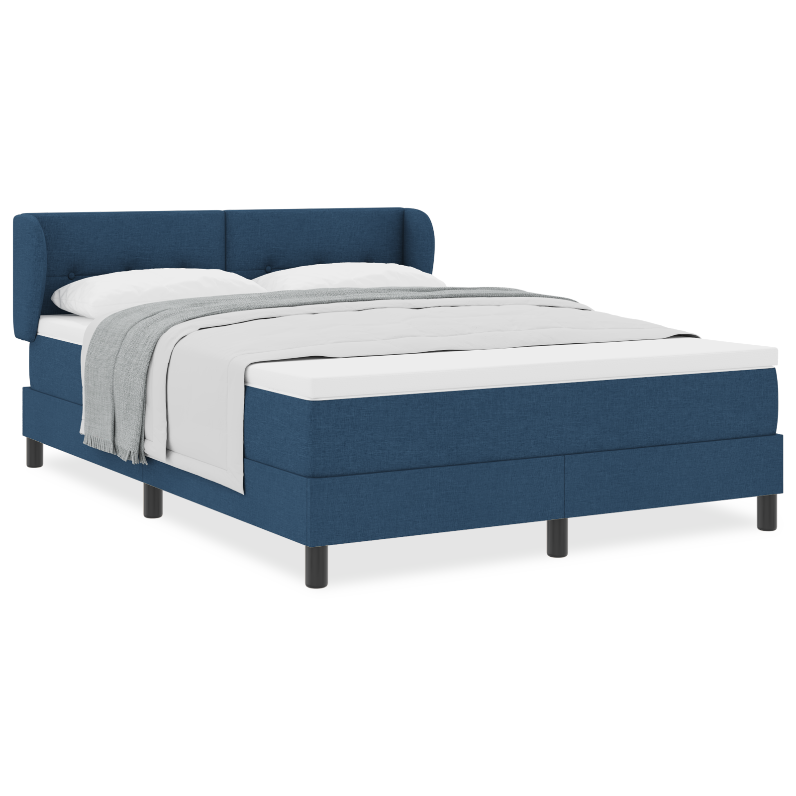 Pat cu arcuri Box Spring vidaXL cu saltea Albastru 140x200 cm Textil Pat cu arcuri Box Spring vidaXL cu saltea Albastru 140x200 cm Textil