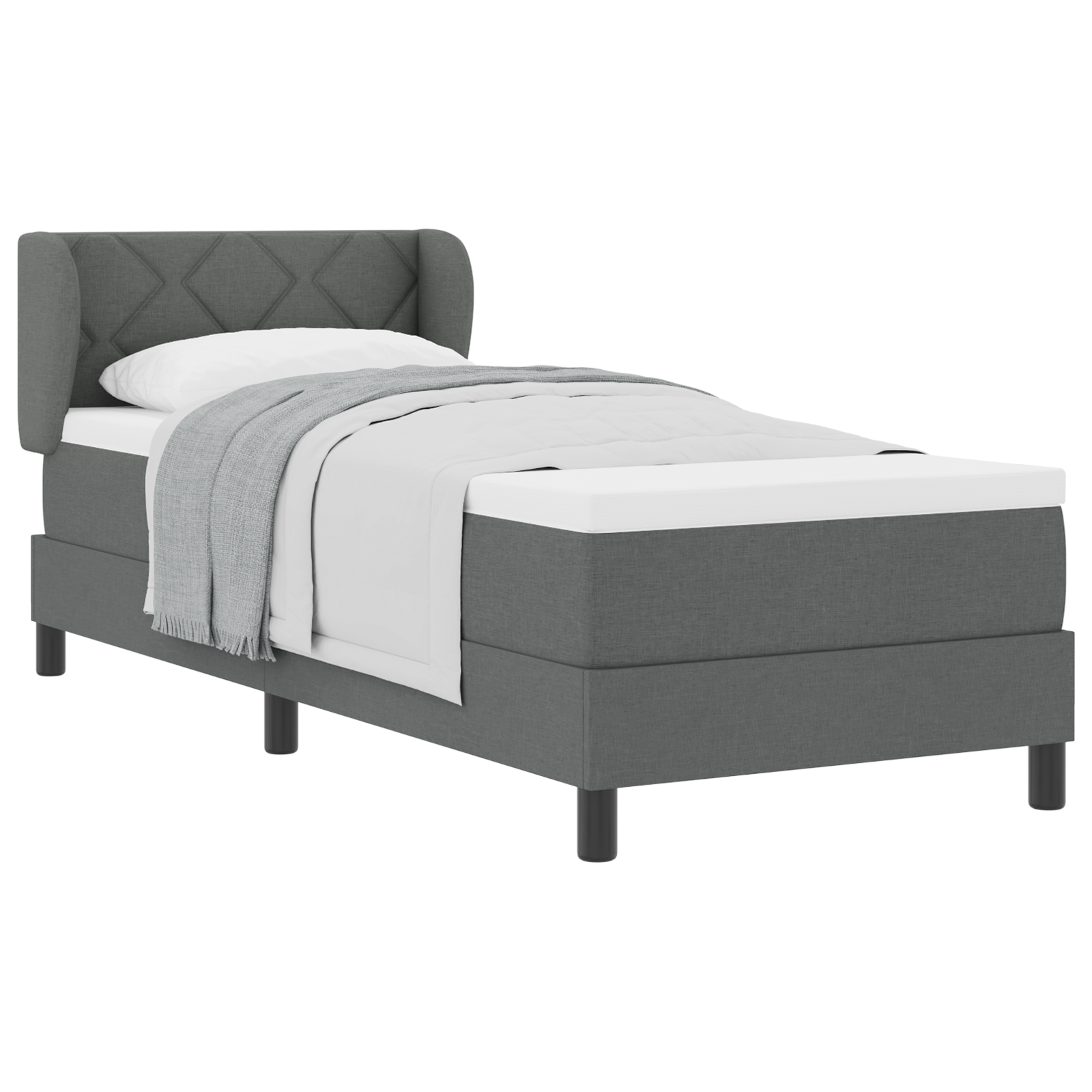 Pat cu saltea Box Spring vidaXL Gri închis 80x200 cm Textil Pat cu saltea Box Spring vidaXL Gri închis 80x200 cm Textil