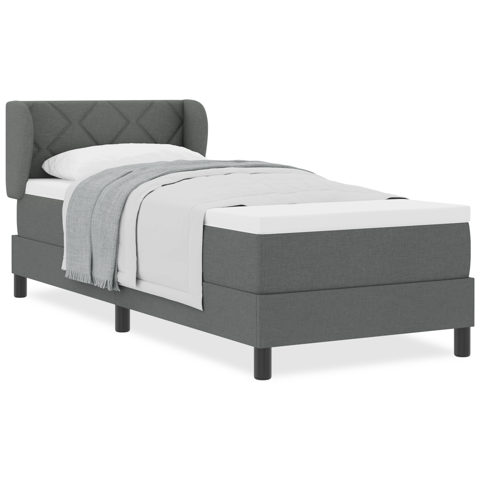 Pat cu saltea Box Spring vidaXL Gri închis 80x200 cm Textil Pat cu saltea Box Spring vidaXL Gri închis 80x200 cm Textil