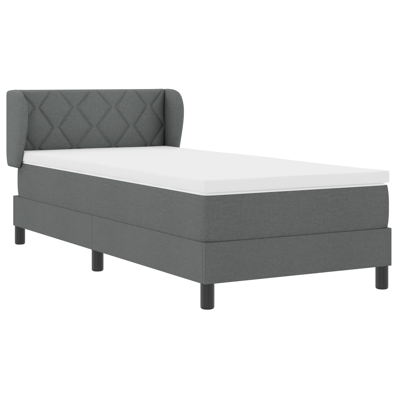 Pat cu saltea Box Spring vidaXL Gri închis 90x190 cm Fabric Pat cu saltea Box Spring vidaXL Gri închis 90x190 cm Fabric
