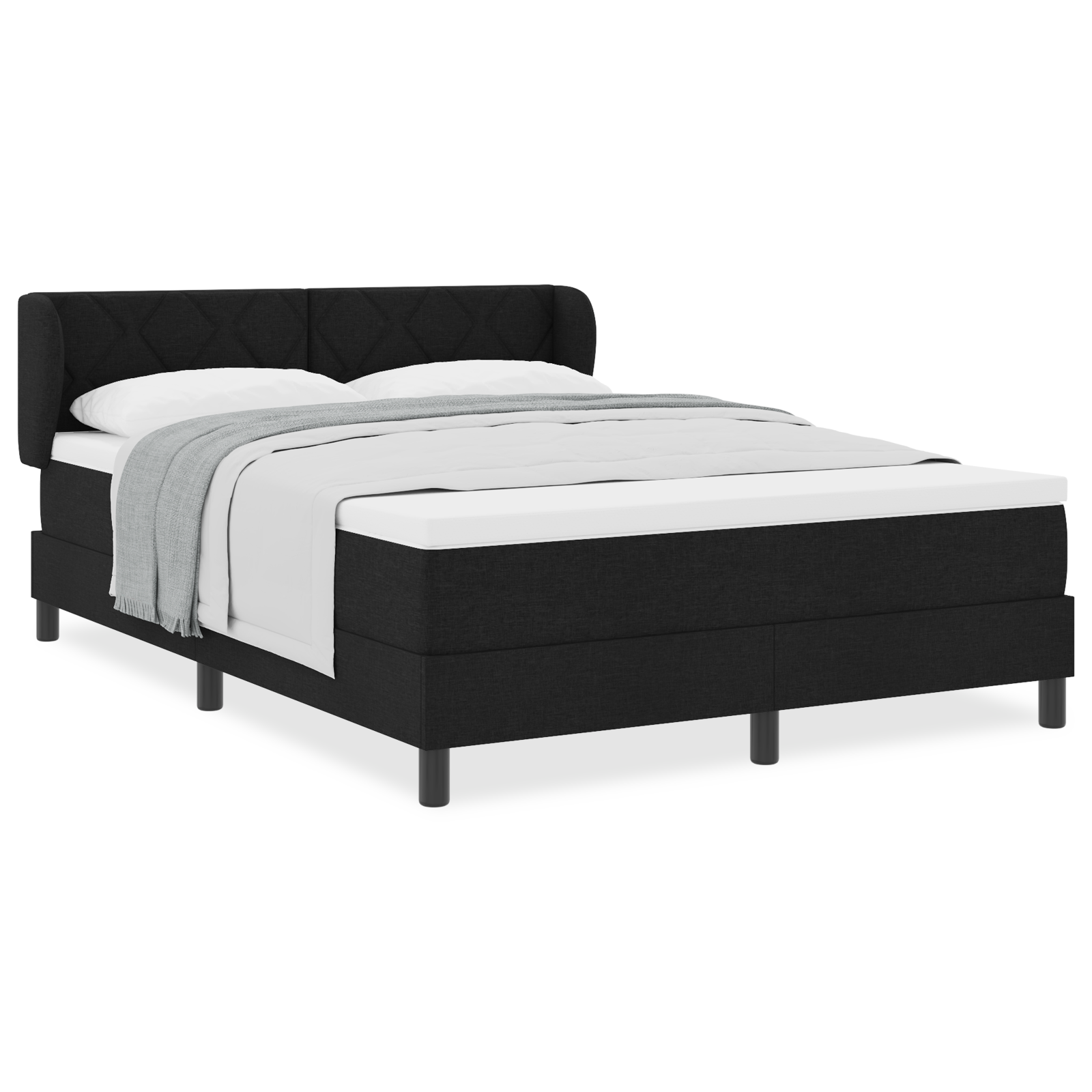 Pat box spring vidaXL cu saltea Negru 140x190 cm Material textil Pat box spring vidaXL cu saltea Negru 140x190 cm Material textil