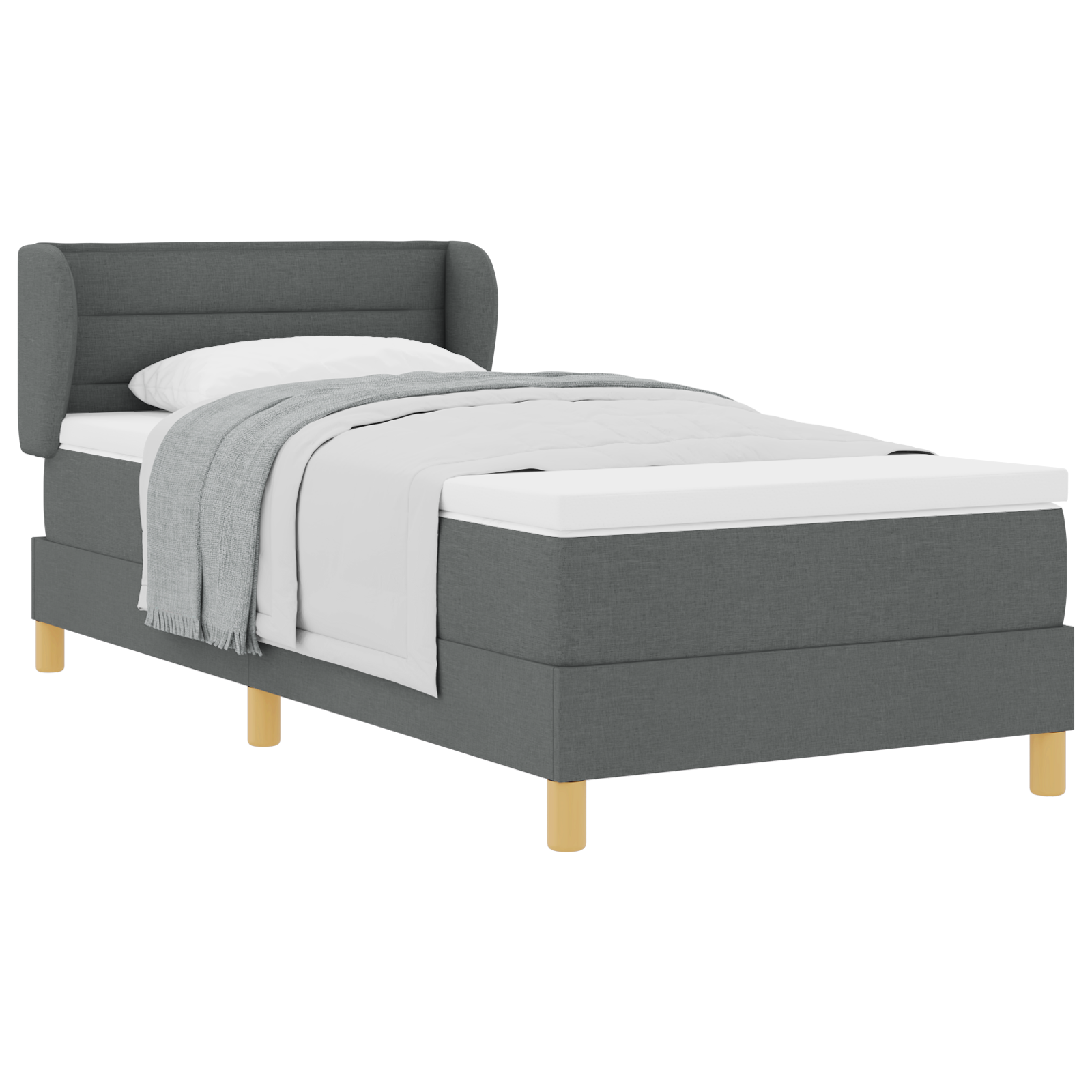 Pat Box Spring cu Saltea vidaXL Gri Închis 80x200 cm Textil Pat Box Spring cu Saltea vidaXL Gri Închis 80x200 cm Textil