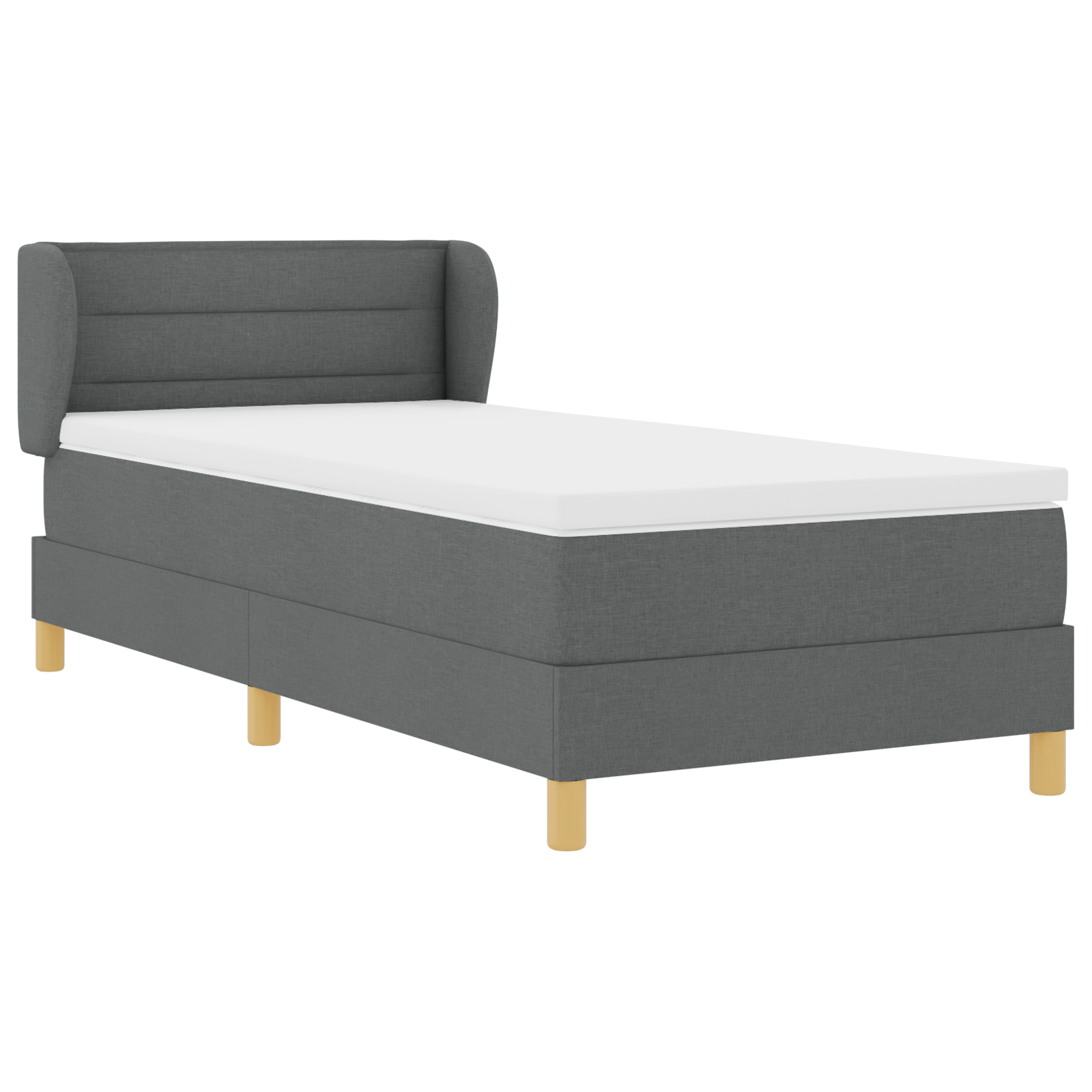 Pat Box Spring cu Saltea vidaXL Gri Închis 80x200 cm Textil Pat Box Spring cu Saltea vidaXL Gri Închis 80x200 cm Textil