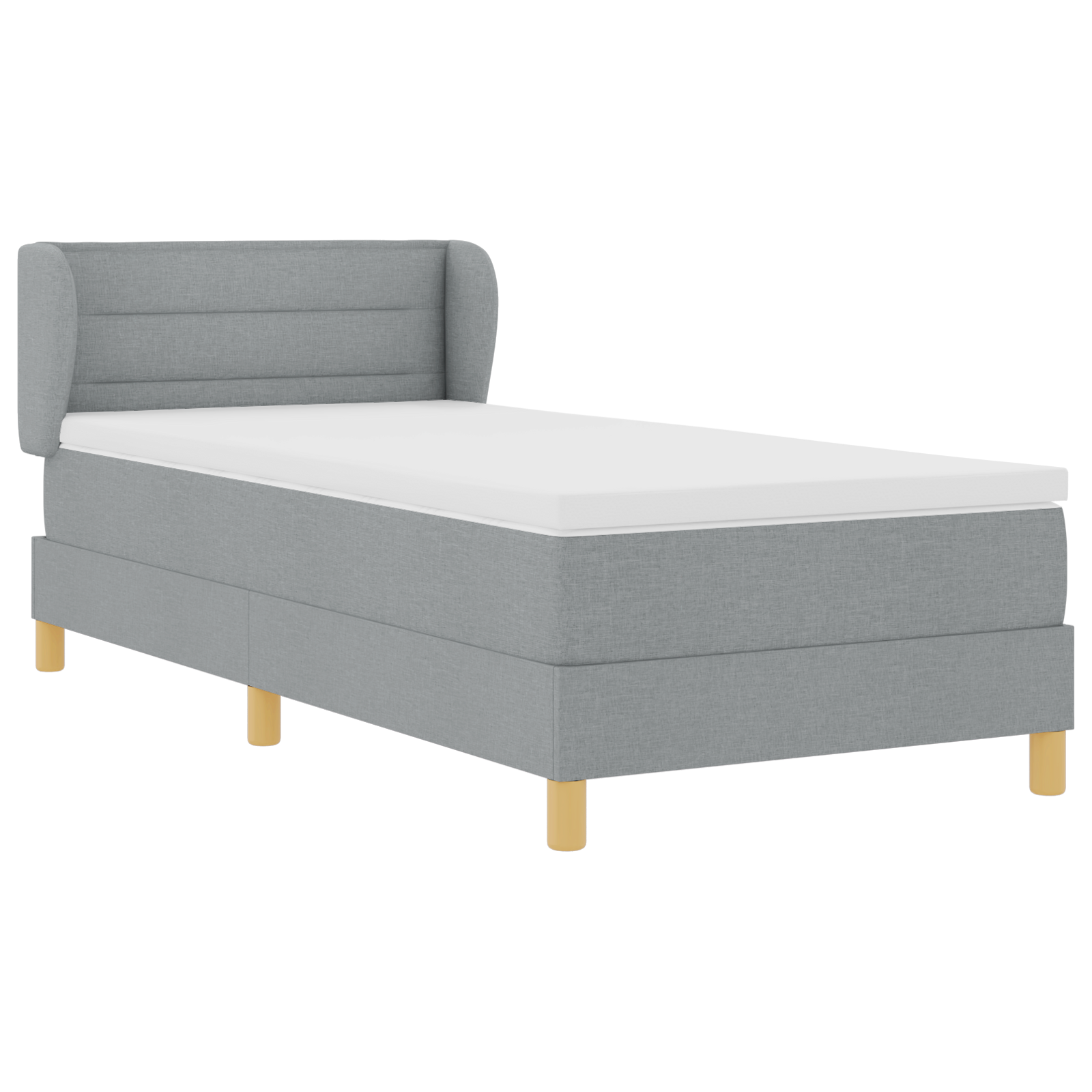 Pat Box Spring vidaXL cu Saltea Gri Deschis 90x200 cm țesătură Pat Box Spring vidaXL cu Saltea Gri Deschis 90x200 cm țesătură