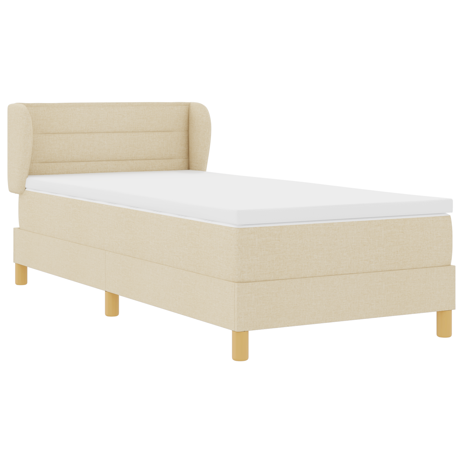 Pat Box Spring vidaXL cu Saltea Crem 90x200 cm Fabric
