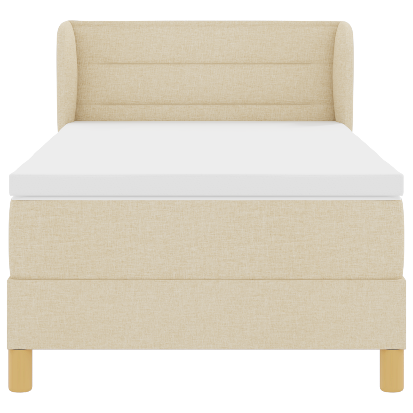 Pat Box Spring vidaXL cu Saltea Crem 90x200 cm Fabric