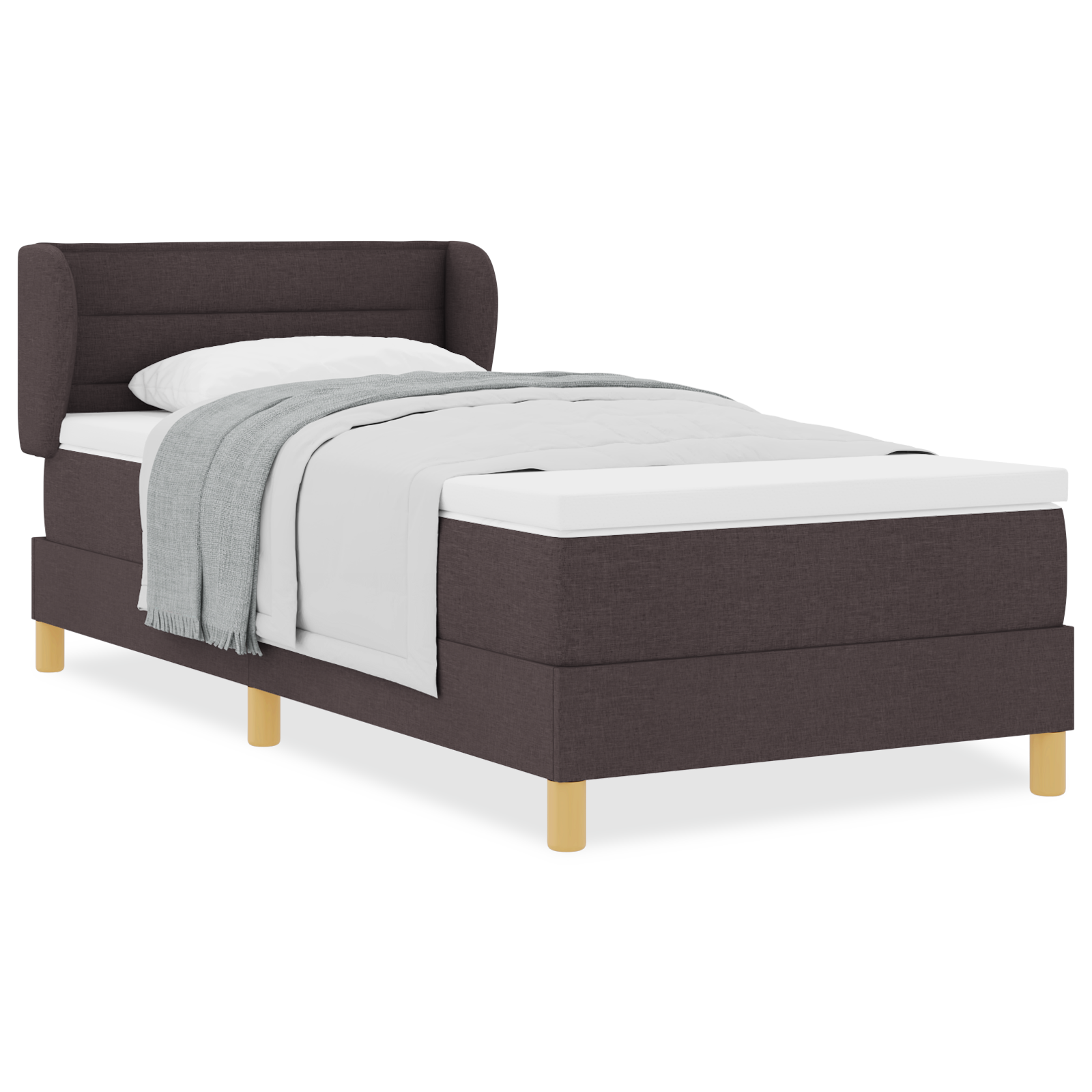 Pat cu arcuri box și saltea vidaXL Maro închis 100x200 cm din material textil Pat cu arcuri box și saltea vidaXL Maro închis 100x200 cm din material textil