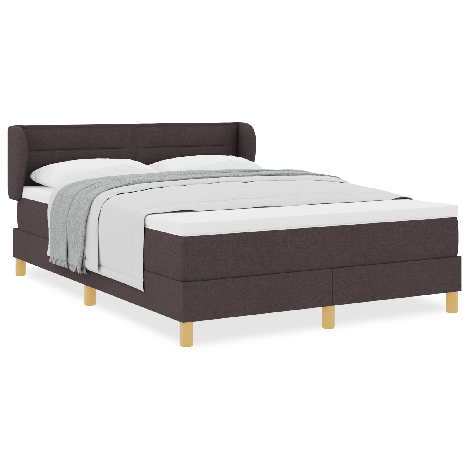 Pat Box Spring vidaXL cu Saltea Maro Întunecat 140x190 cm Fabric Pat Box Spring vidaXL cu Saltea Maro Întunecat 140x190 cm Fabric