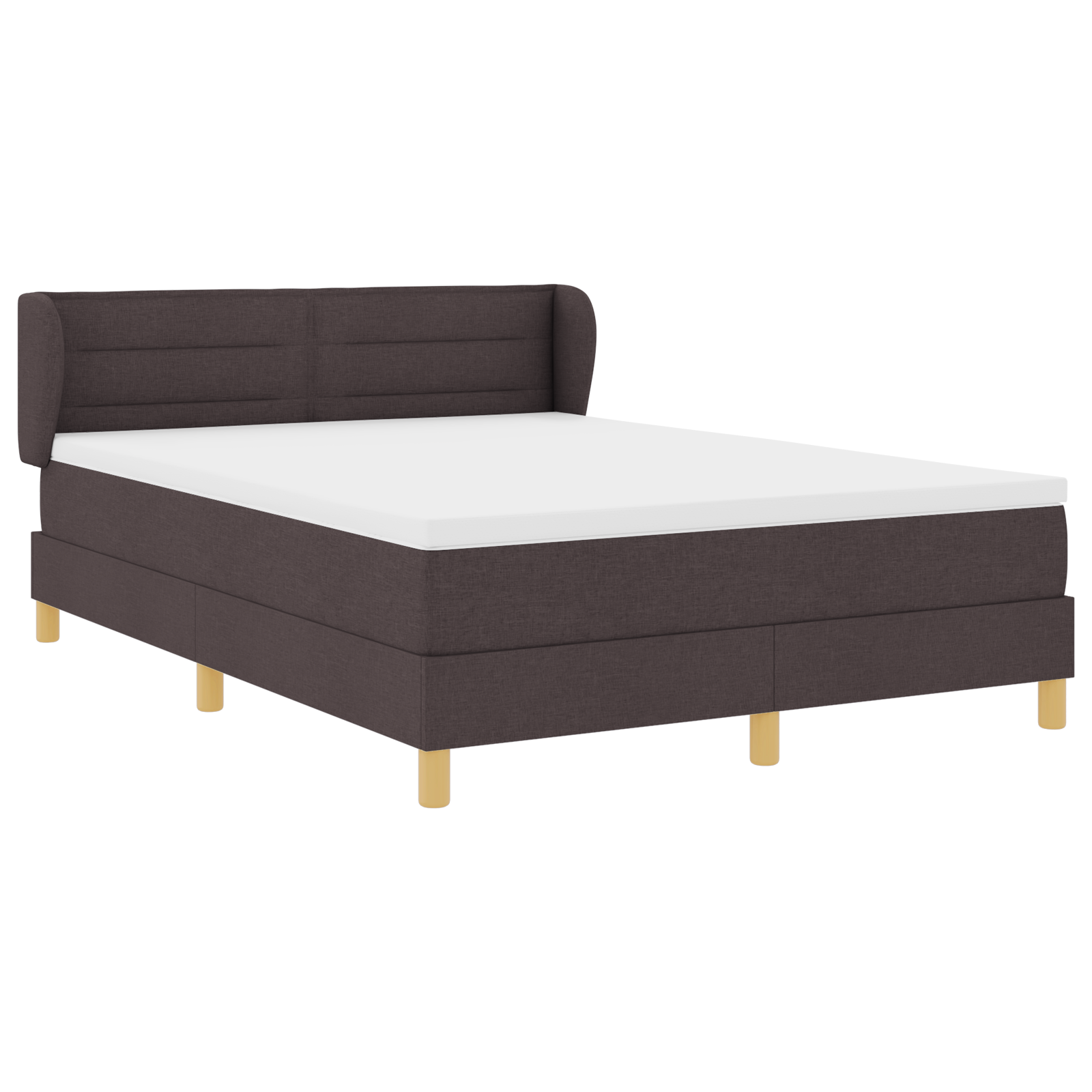 Pat Box Spring vidaXL cu Saltea Maro Întunecat 140x190 cm Fabric Pat Box Spring vidaXL cu Saltea Maro Întunecat 140x190 cm Fabric