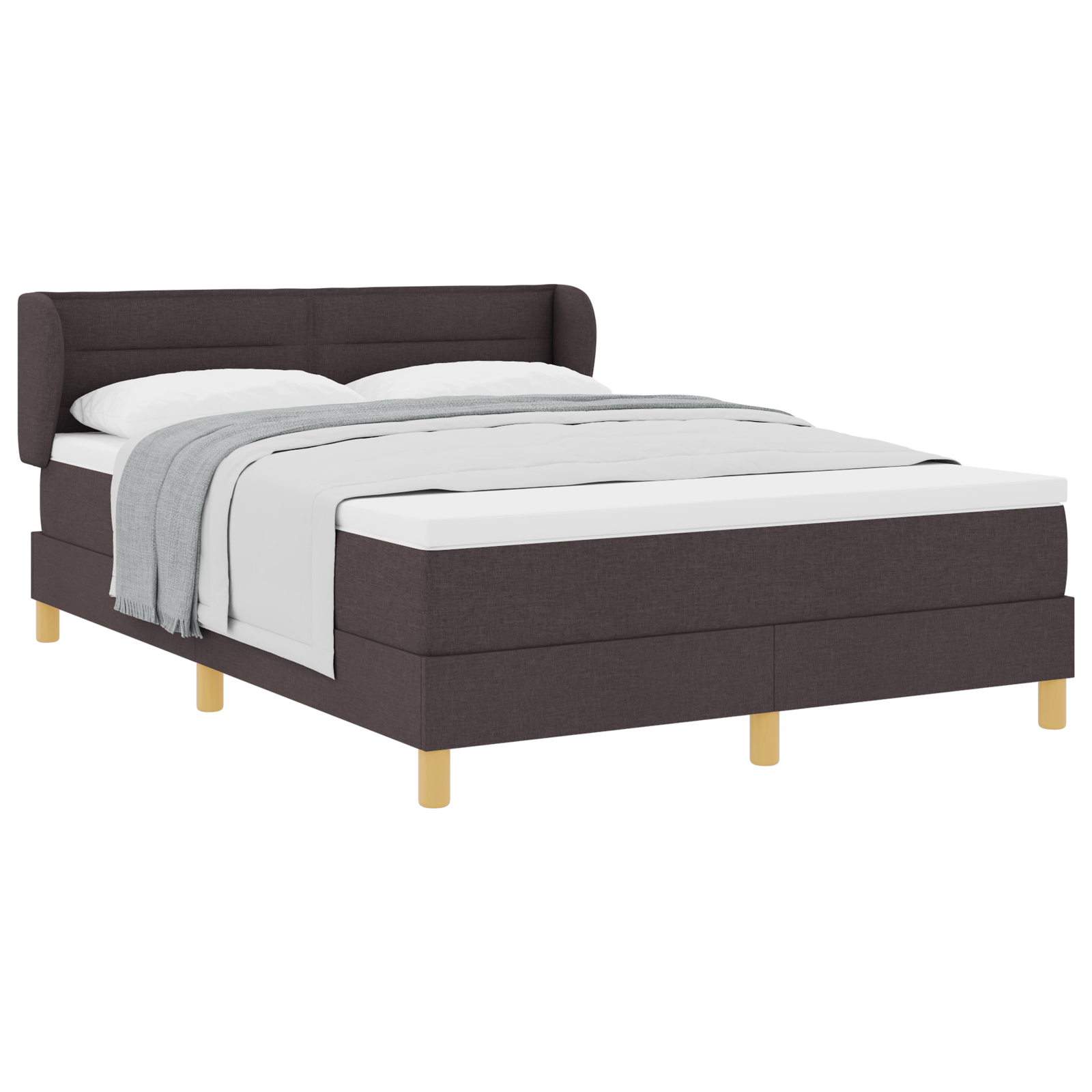 Pat Box Spring vidaXL cu Saltea Maro Închis 160x200 cm din Textil Pat Box Spring vidaXL cu Saltea Maro Închis 160x200 cm din Textil
