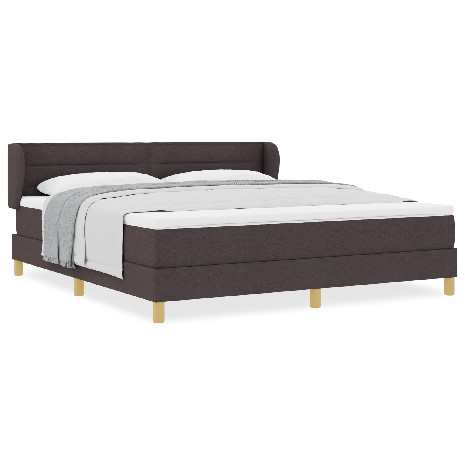 vidaXL Pat cu arcuri și saltea crem 90x200 cm Maro închis 180 x 200 cm vidaXL Pat cu arcuri și saltea crem 90x200 cm Maro închis 180 x 200 cm