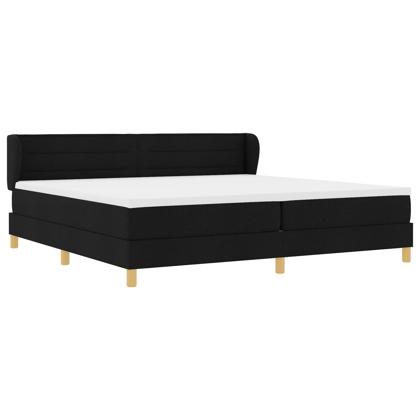 Pat cu saltea vidaXL, Negru, 200x200 cm, Material textil Pat cu saltea vidaXL, Negru, 200x200 cm, Material textil