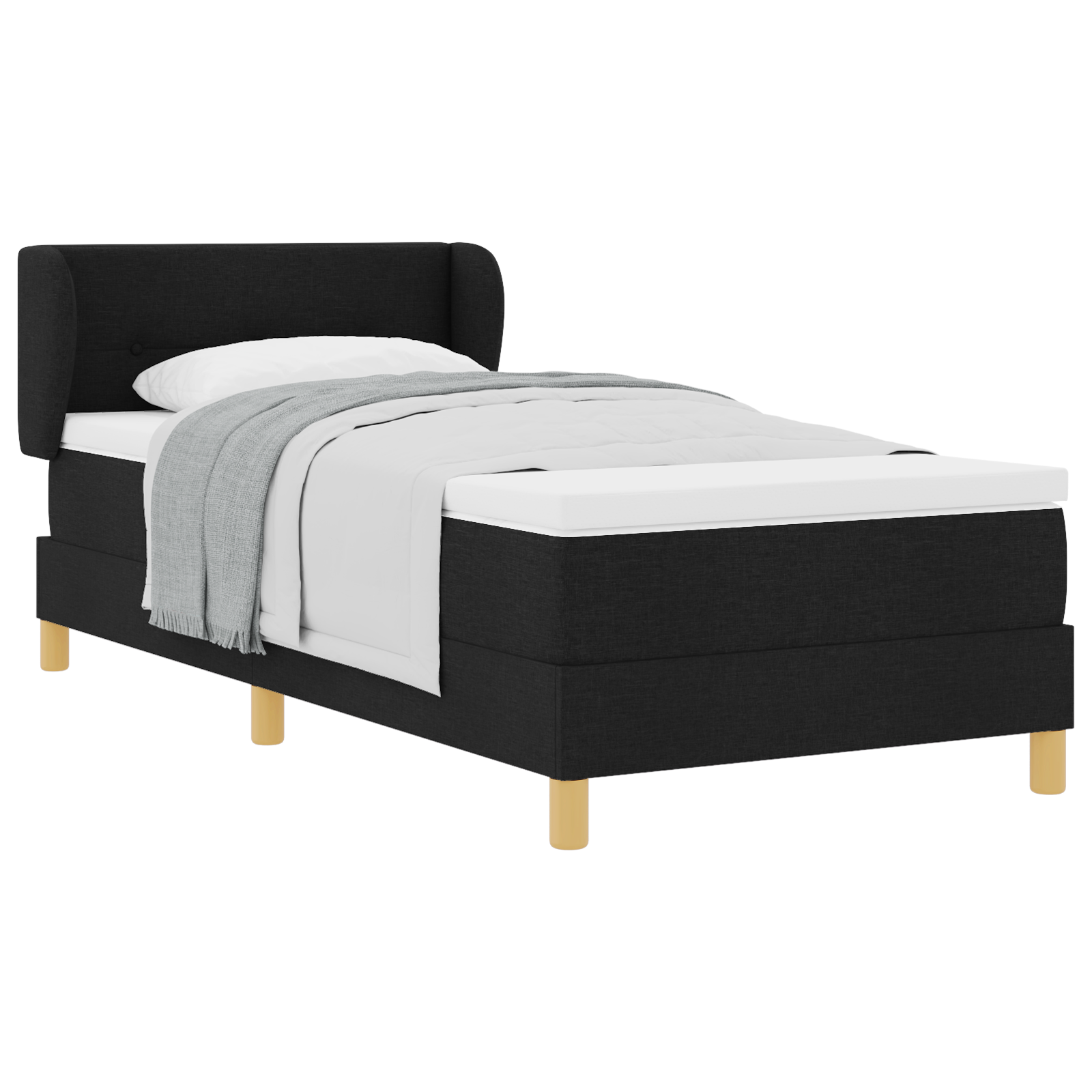 vidaXL Pat cu arcuri și saltea crem 90x200 cm Negru 90 x 190 cm vidaXL Pat cu arcuri și saltea crem 90x200 cm Negru 90 x 190 cm