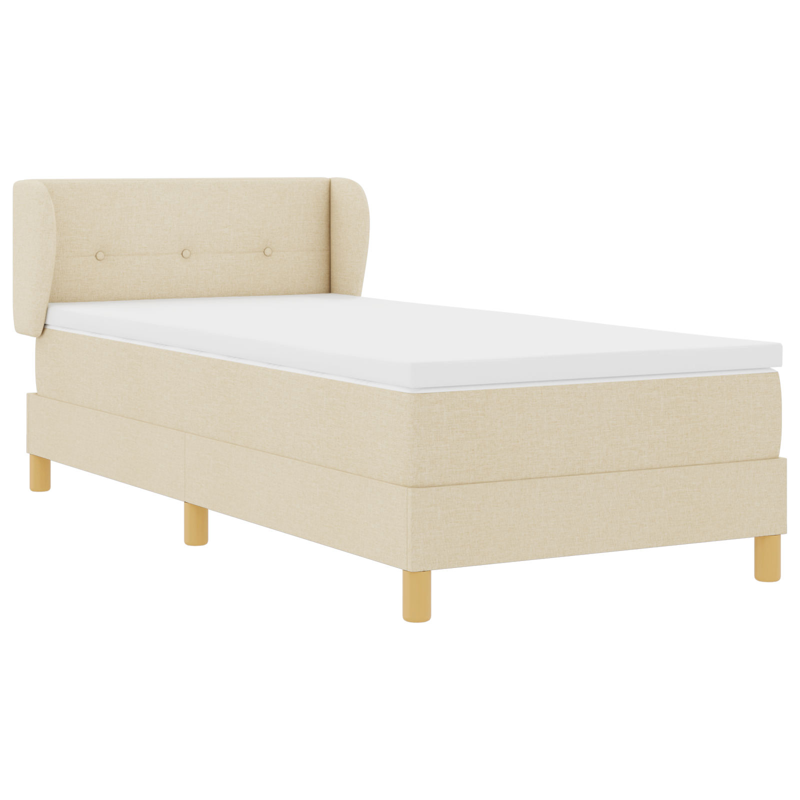 vidaXL Pat cu arcuri și saltea crem 90x200 cm Crem 90 x 190 cm vidaXL Pat cu arcuri și saltea crem 90x200 cm Crem 90 x 190 cm
