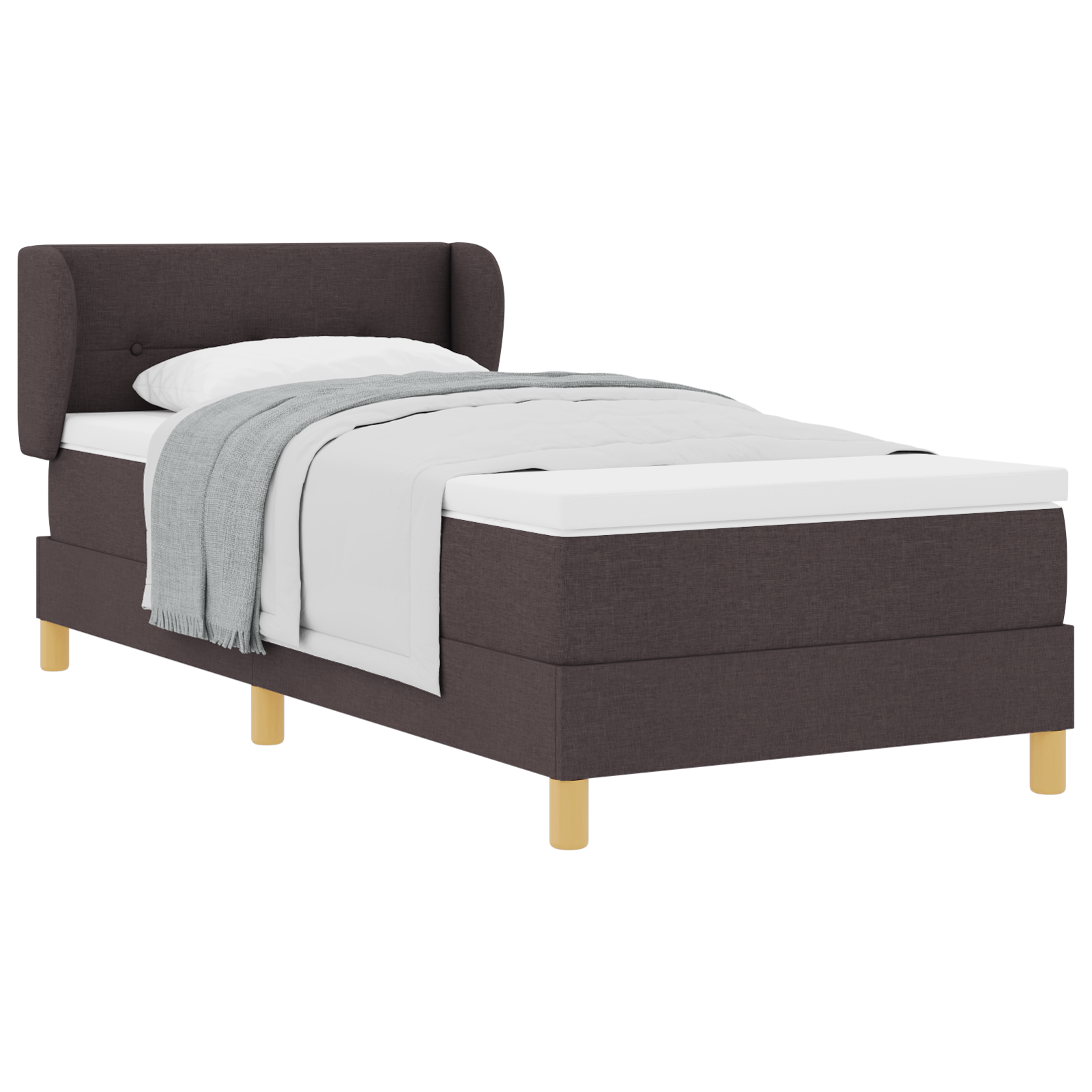 vidaXL Pat cu arcuri și saltea crem 90x200 cm Maro închis 90 x 200 cm vidaXL Pat cu arcuri și saltea crem 90x200 cm Maro închis 90 x 200 cm