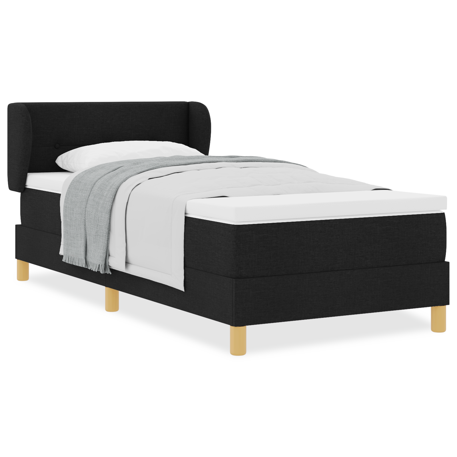 vidaXL Pat cu arcuri și saltea crem 90x200 cm Negru 100 x 200 cm vidaXL Pat cu arcuri și saltea crem 90x200 cm Negru 100 x 200 cm