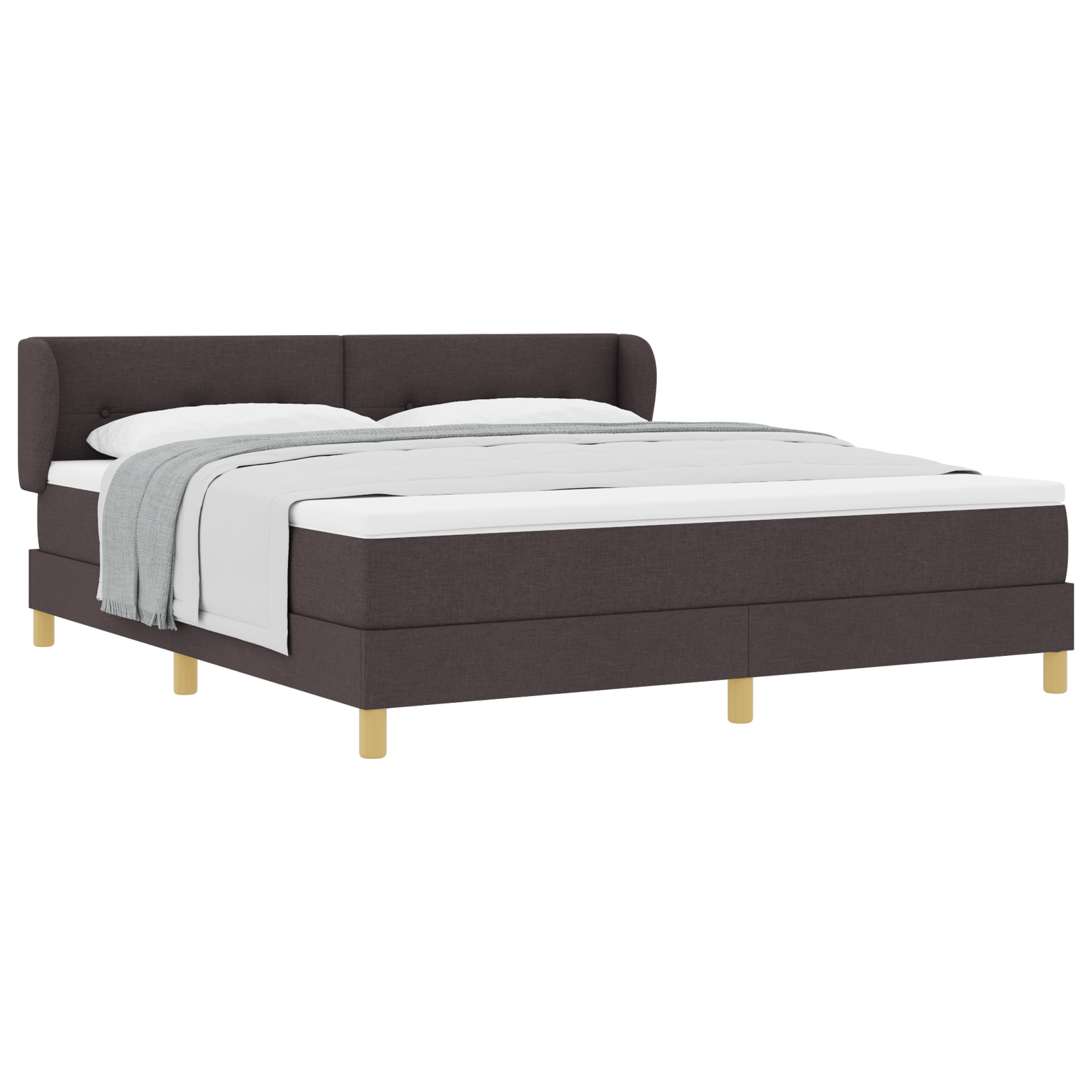 vidaXL Pat cu arcuri și saltea crem 90x200 cm Maro închis 180 x 200 cm