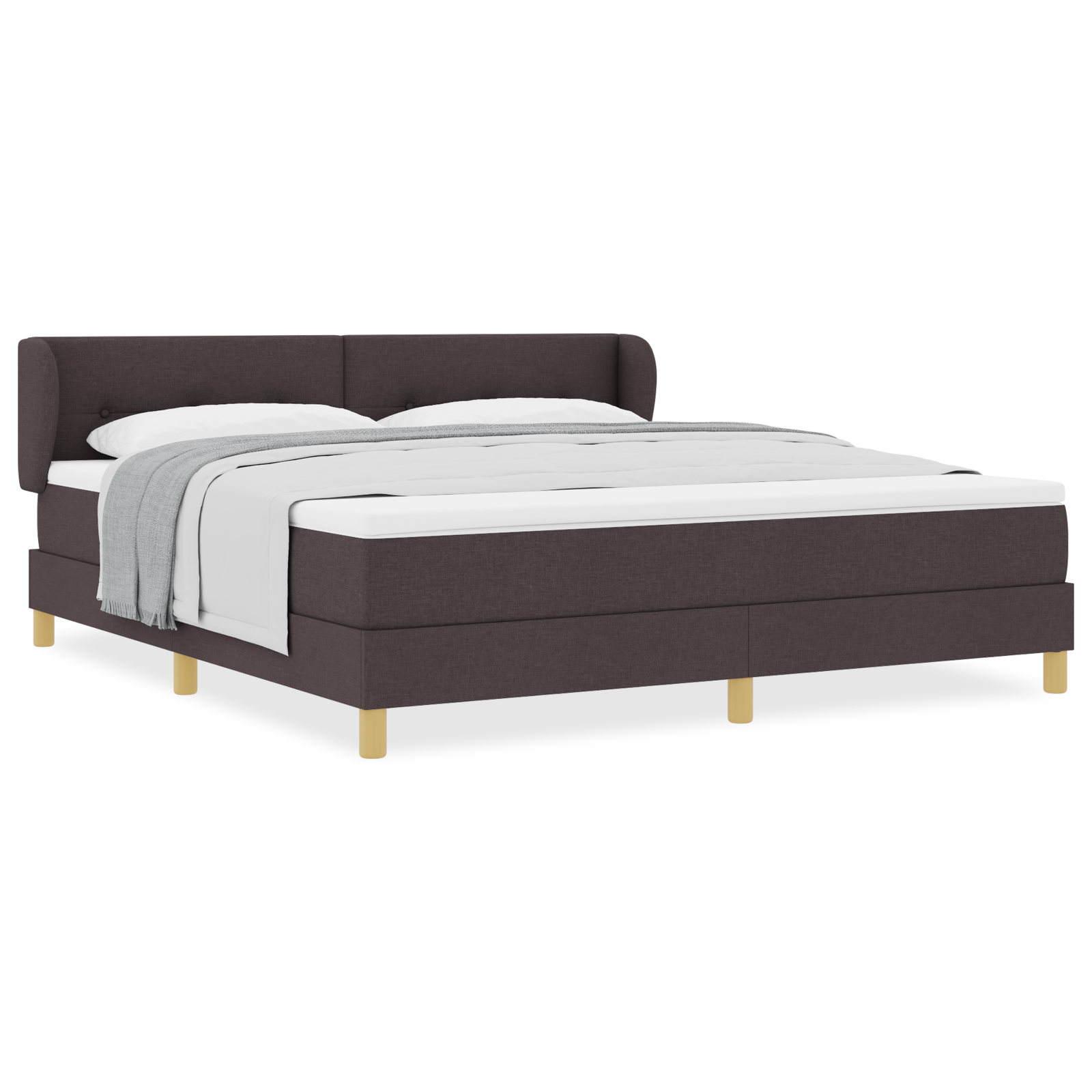 vidaXL Pat cu arcuri și saltea crem 90x200 cm Maro închis 180 x 200 cm