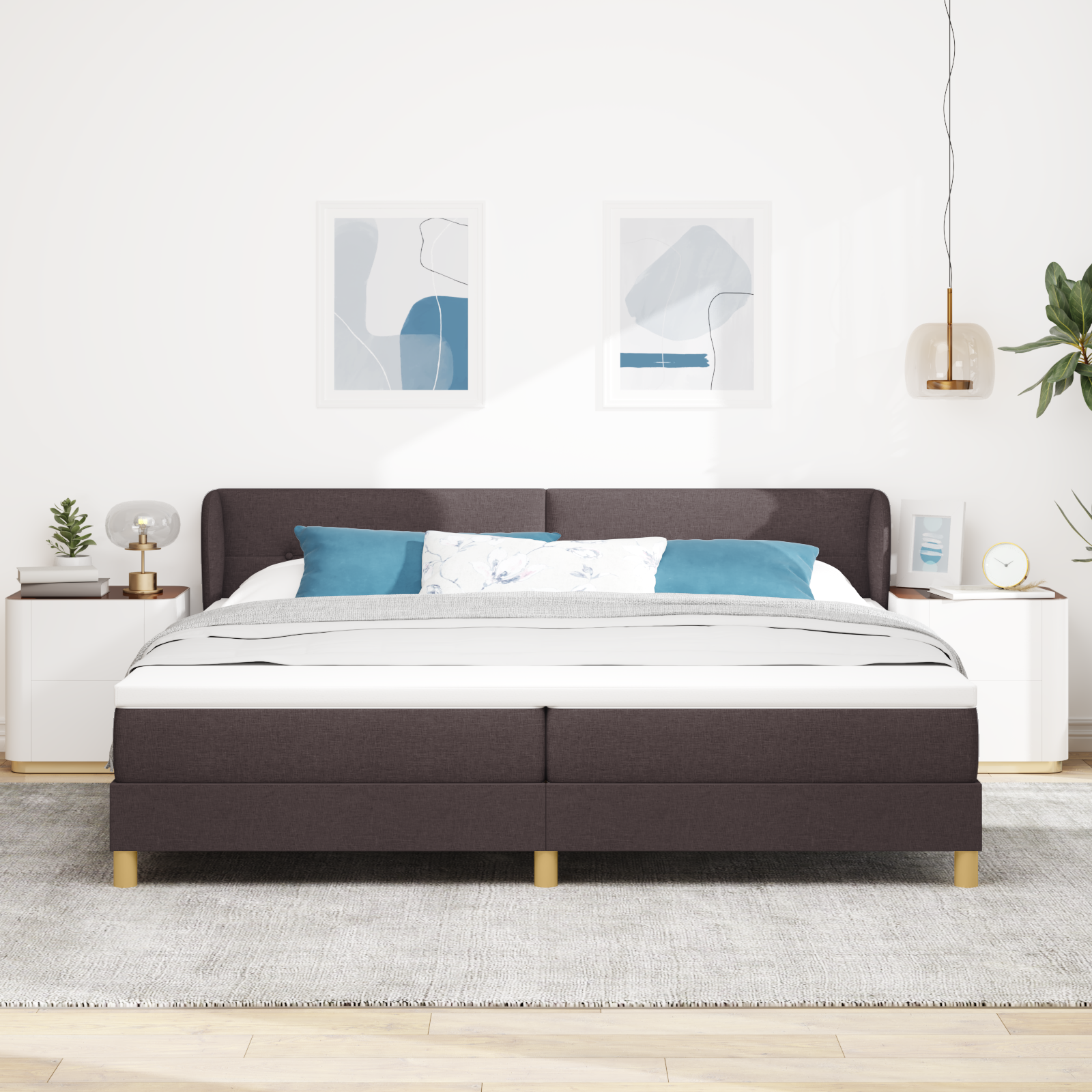 vidaXL Pat cu arcuri și saltea crem 90x200 cm Maro închis 200 x 200 cm vidaXL Pat cu arcuri și saltea crem 90x200 cm Maro închis 200 x 200 cm
