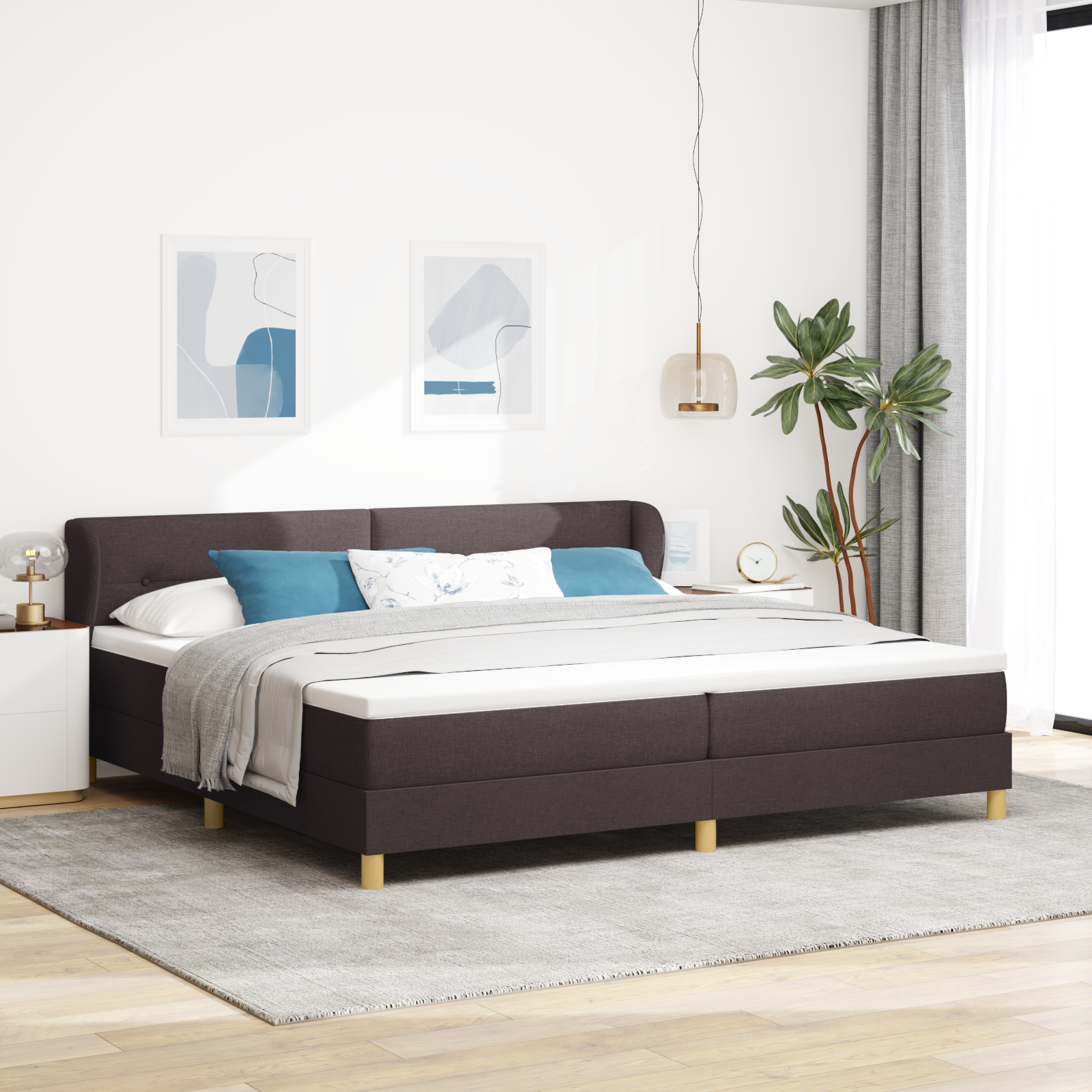 vidaXL Pat cu arcuri și saltea crem 90x200 cm Maro închis 200 x 200 cm vidaXL Pat cu arcuri și saltea crem 90x200 cm Maro închis 200 x 200 cm