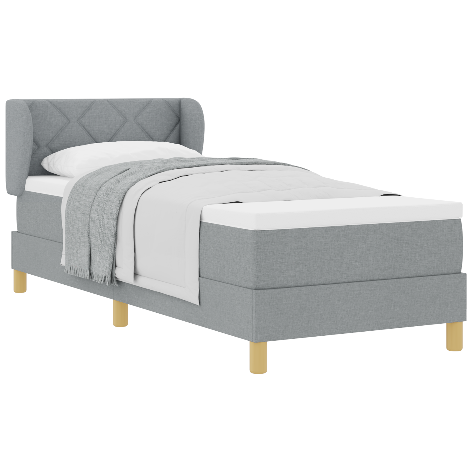 vidaXL Pat cu arcuri și saltea crem 90x200 cm Gri deschis 80 x 200 cm vidaXL Pat cu arcuri și saltea crem 90x200 cm Gri deschis 80 x 200 cm