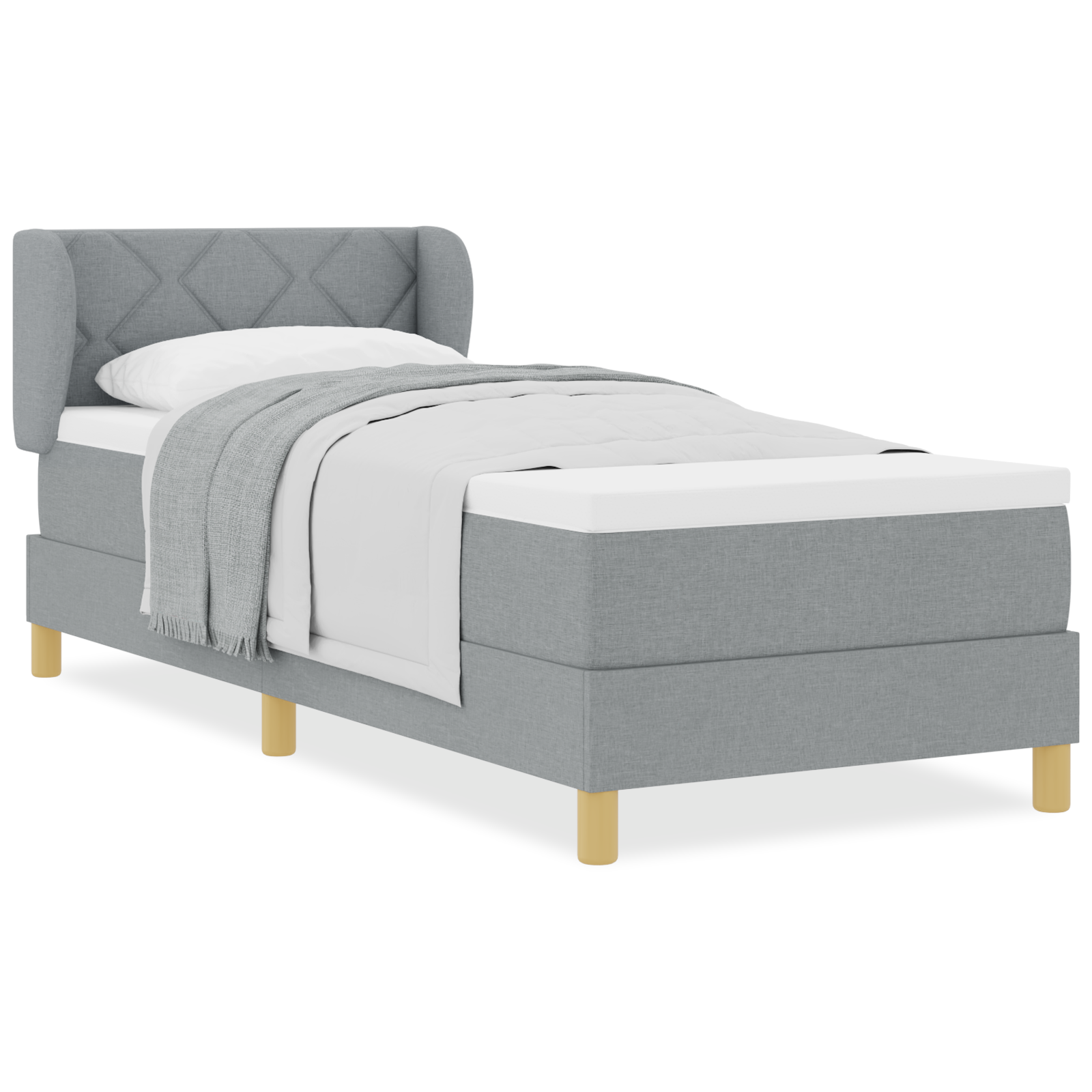 vidaXL Pat cu arcuri și saltea crem 90x200 cm Gri deschis 80 x 200 cm vidaXL Pat cu arcuri și saltea crem 90x200 cm Gri deschis 80 x 200 cm