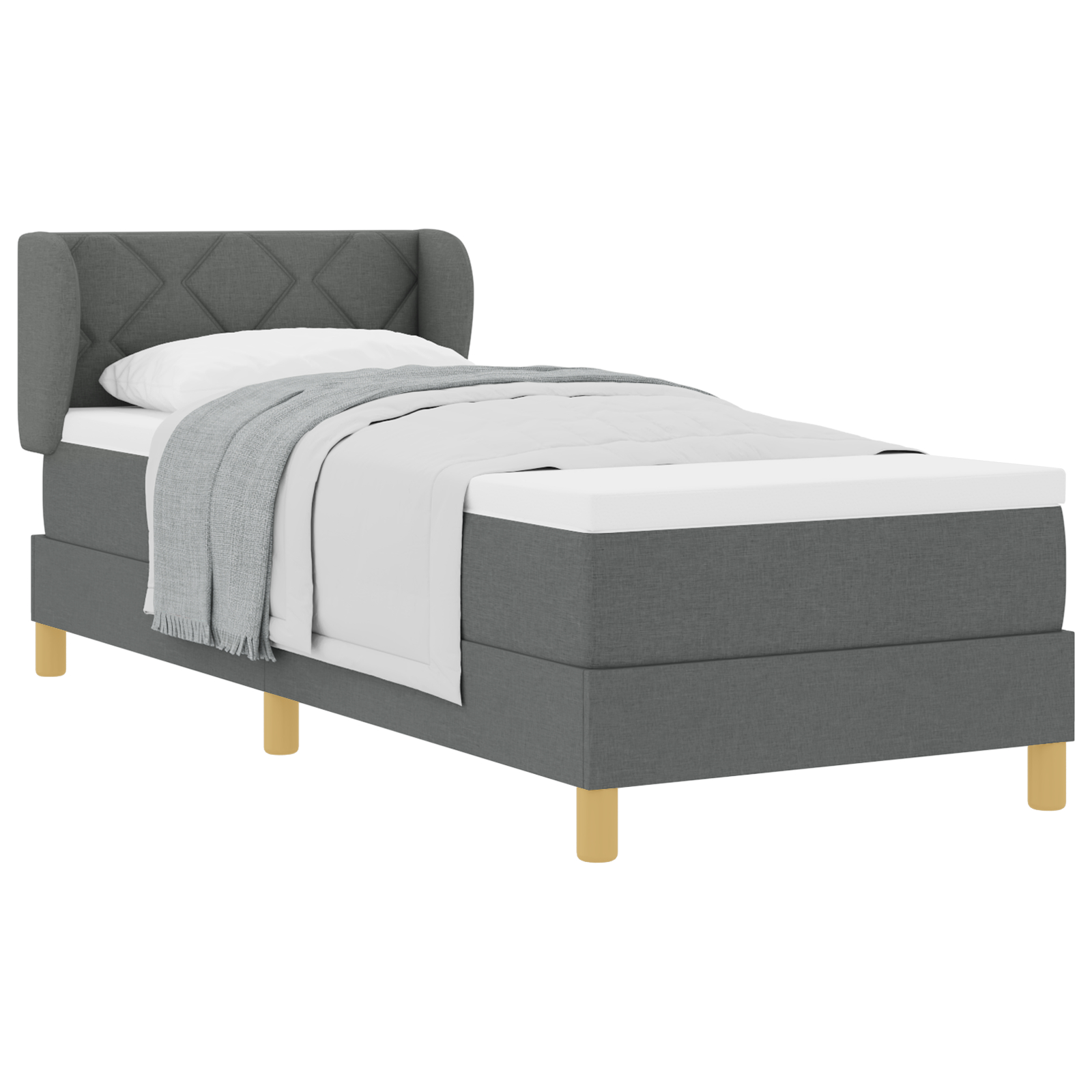 vidaXL Pat cu arcuri și saltea crem 90x200 cm Gri închis 80 x 200 cm vidaXL Pat cu arcuri și saltea crem 90x200 cm Gri închis 80 x 200 cm