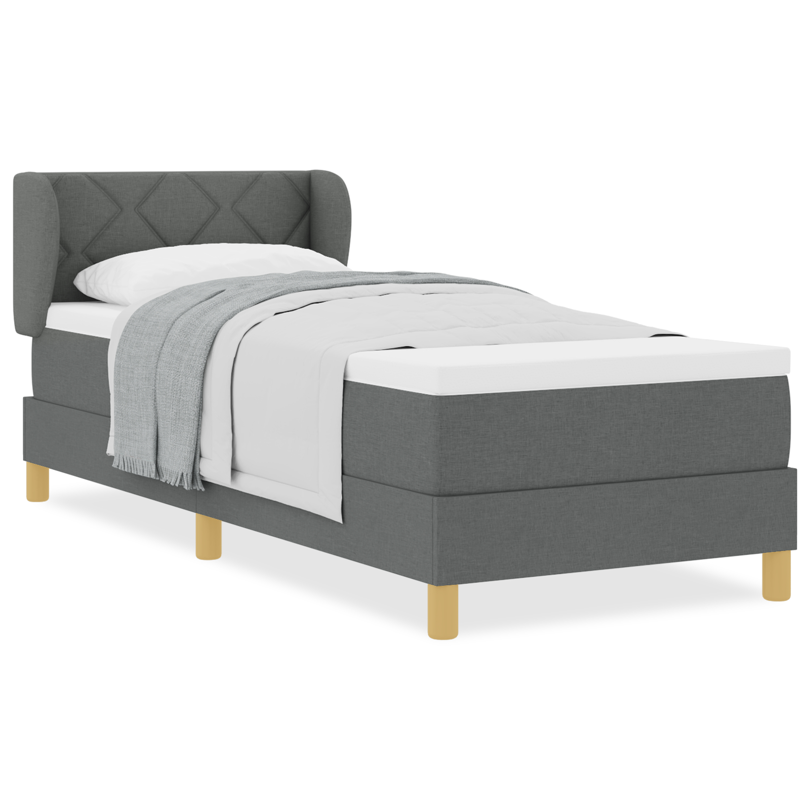 vidaXL Pat cu arcuri și saltea crem 90x200 cm Gri închis 80 x 200 cm vidaXL Pat cu arcuri și saltea crem 90x200 cm Gri închis 80 x 200 cm