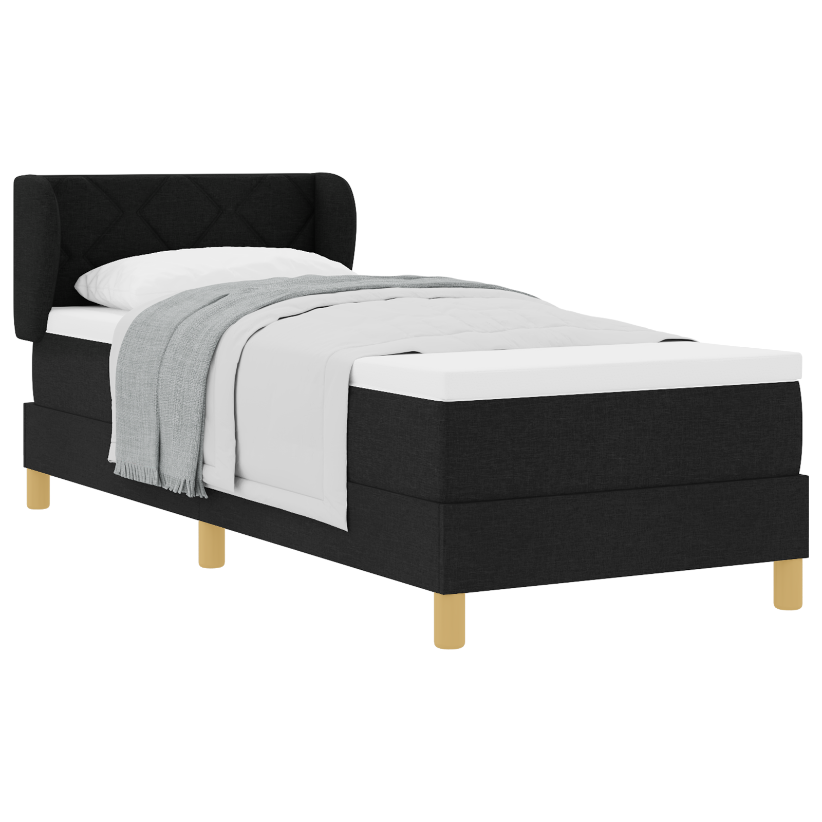 vidaXL Pat cu arcuri și saltea crem 90x200 cm Negru 80 x 200 cm vidaXL Pat cu arcuri și saltea crem 90x200 cm Negru 80 x 200 cm