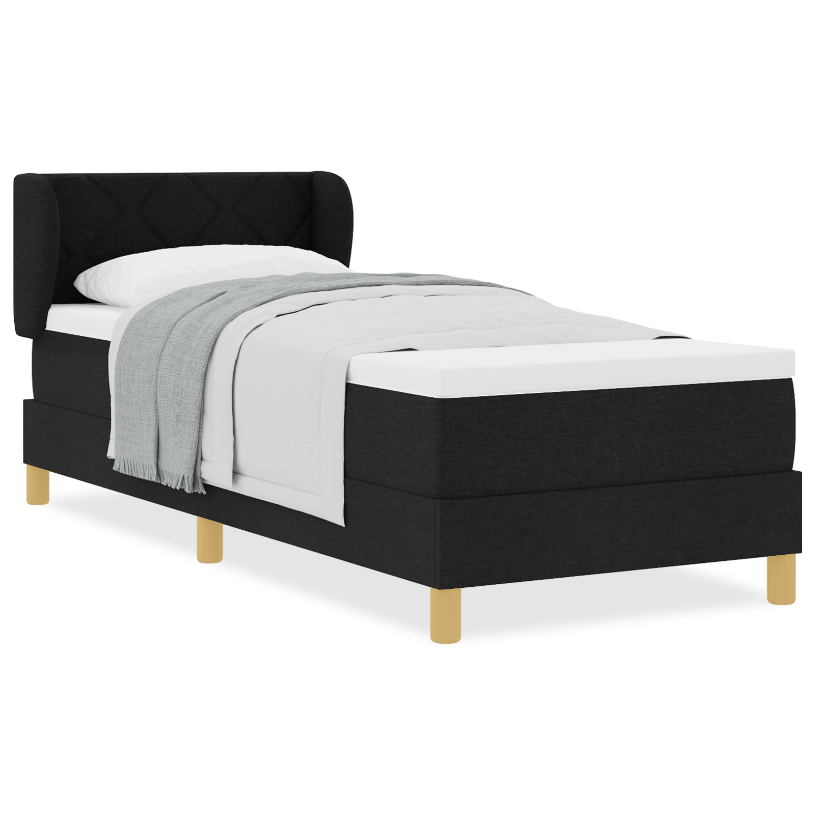 vidaXL Pat cu arcuri și saltea crem 90x200 cm Negru 80 x 200 cm vidaXL Pat cu arcuri și saltea crem 90x200 cm Negru 80 x 200 cm