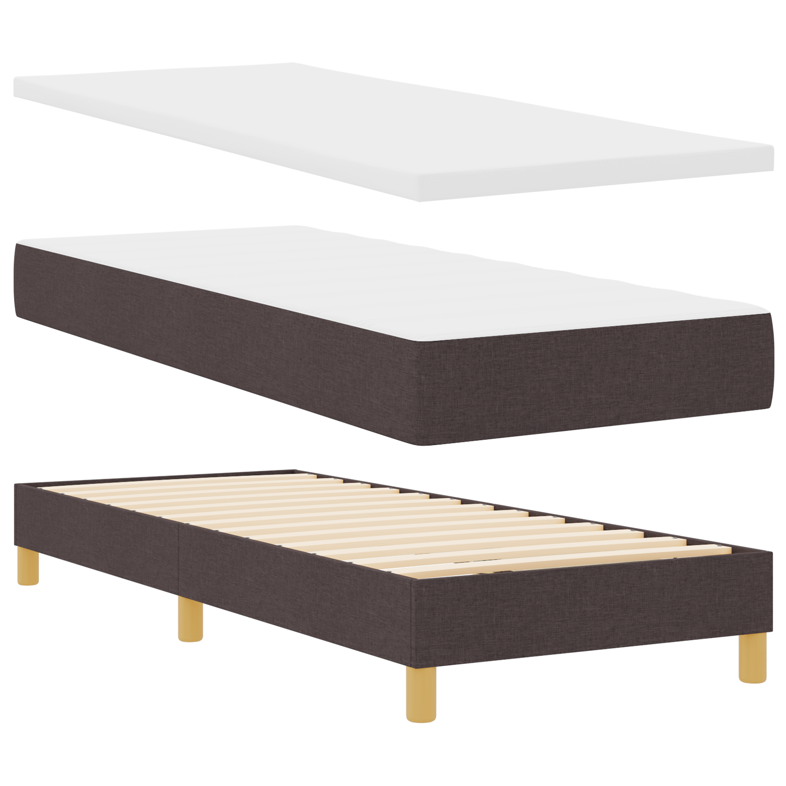 vidaXL Pat cu arcuri și saltea crem 90x200 cm Maro închis 80 x 200 cm vidaXL Pat cu arcuri și saltea crem 90x200 cm Maro închis 80 x 200 cm