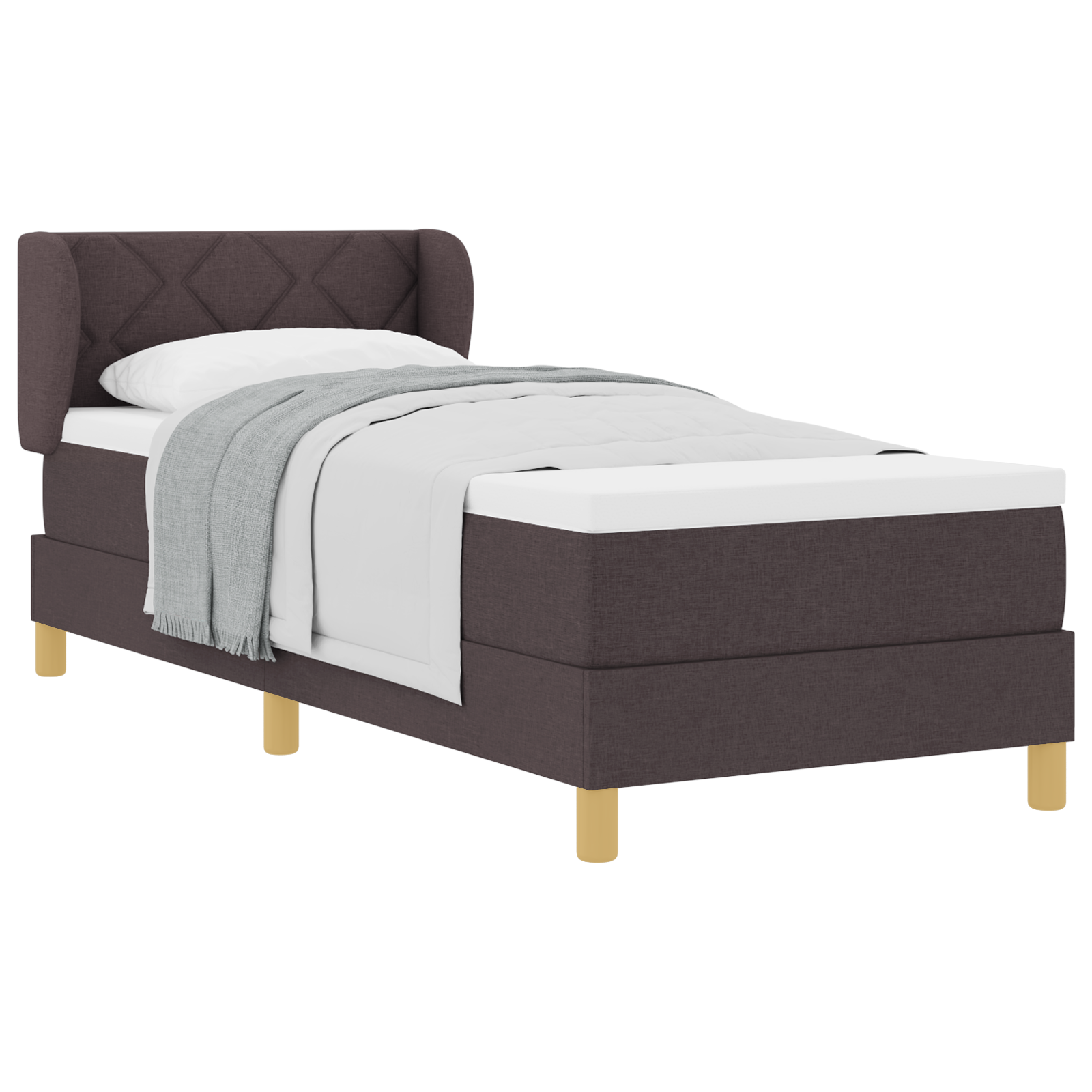 vidaXL Pat cu arcuri și saltea crem 90x200 cm Maro închis 80 x 200 cm vidaXL Pat cu arcuri și saltea crem 90x200 cm Maro închis 80 x 200 cm