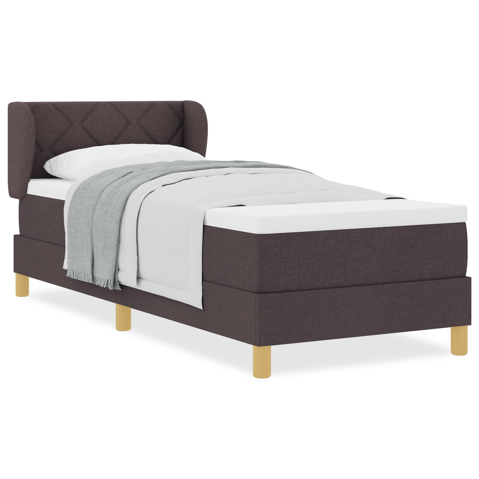 vidaXL Pat cu arcuri și saltea crem 90x200 cm Maro închis 80 x 200 cm vidaXL Pat cu arcuri și saltea crem 90x200 cm Maro închis 80 x 200 cm
