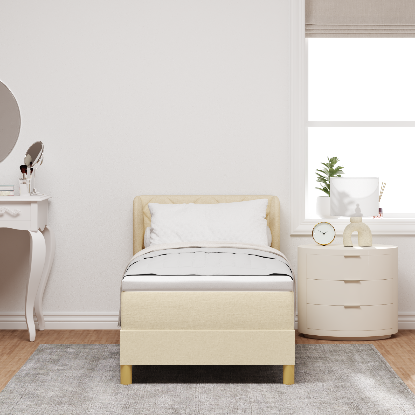 vidaXL Pat cu arcuri și saltea crem 90x200 cm Crem 80 x 200 cm vidaXL Pat cu arcuri și saltea crem 90x200 cm Crem 80 x 200 cm