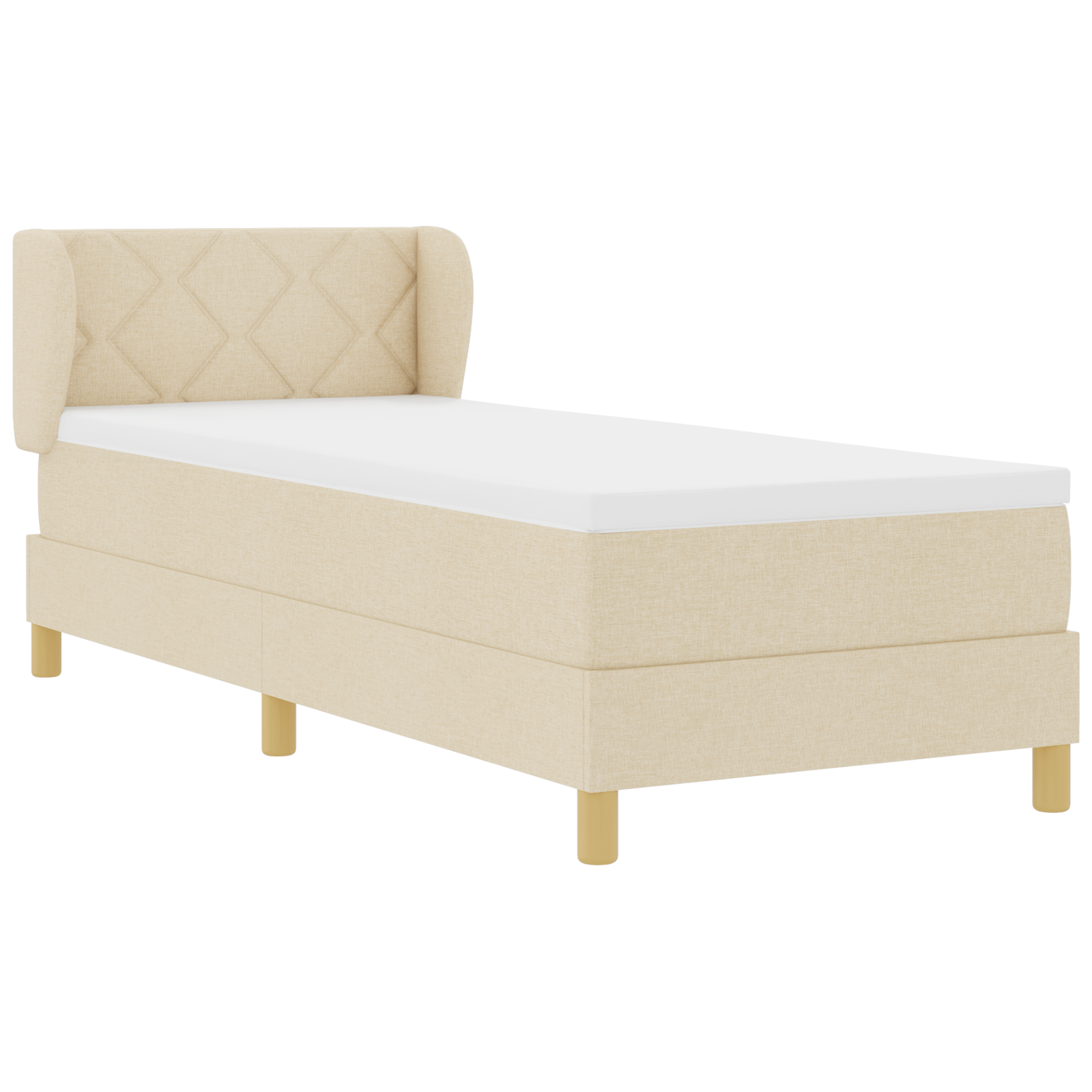 vidaXL Pat cu arcuri și saltea crem 90x200 cm Crem 80 x 200 cm vidaXL Pat cu arcuri și saltea crem 90x200 cm Crem 80 x 200 cm