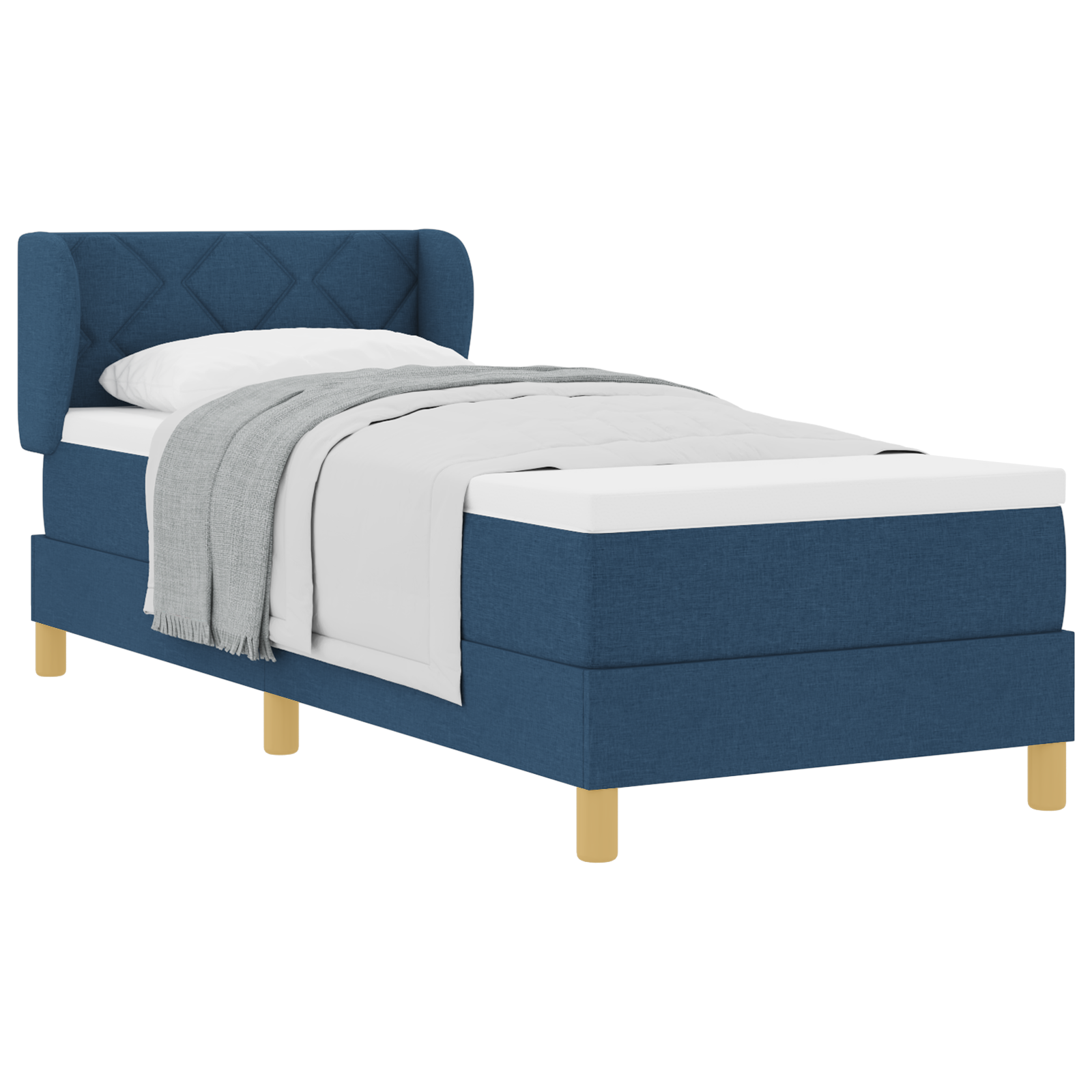 vidaXL Pat cu arcuri și saltea crem 90x200 cm albastru 80 x 200 cm vidaXL Pat cu arcuri și saltea crem 90x200 cm albastru 80 x 200 cm