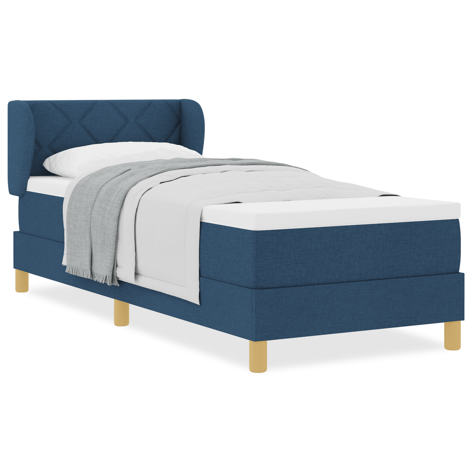 vidaXL Pat cu arcuri și saltea crem 90x200 cm albastru 80 x 200 cm vidaXL Pat cu arcuri și saltea crem 90x200 cm albastru 80 x 200 cm
