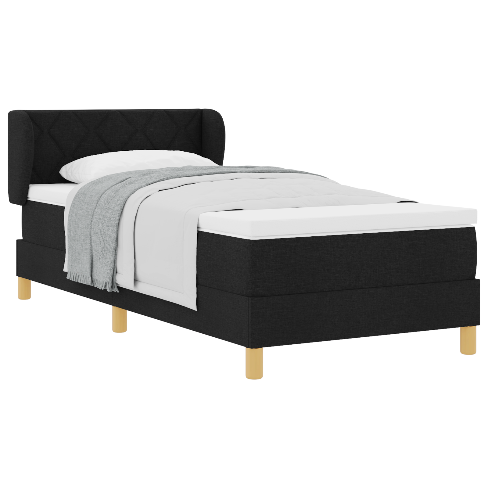 vidaXL Pat cu arcuri și saltea crem 90x200 cm Negru 90 x 190 cm vidaXL Pat cu arcuri și saltea crem 90x200 cm Negru 90 x 190 cm