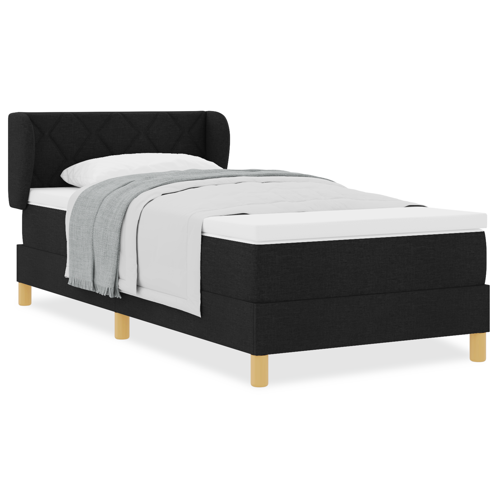 vidaXL Pat cu arcuri și saltea crem 90x200 cm Negru 90 x 200 cm vidaXL Pat cu arcuri și saltea crem 90x200 cm Negru 90 x 200 cm