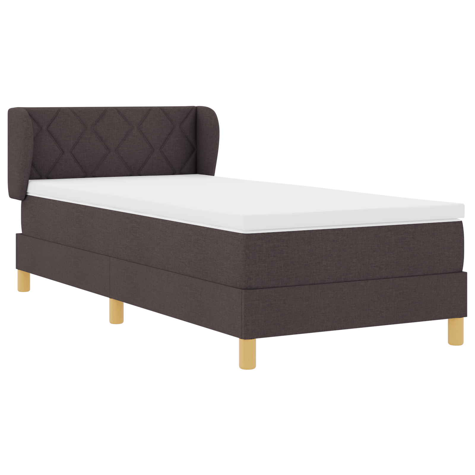 vidaXL Pat cu arcuri și saltea crem 90x200 cm Maro închis 90 x 200 cm vidaXL Pat cu arcuri și saltea crem 90x200 cm Maro închis 90 x 200 cm