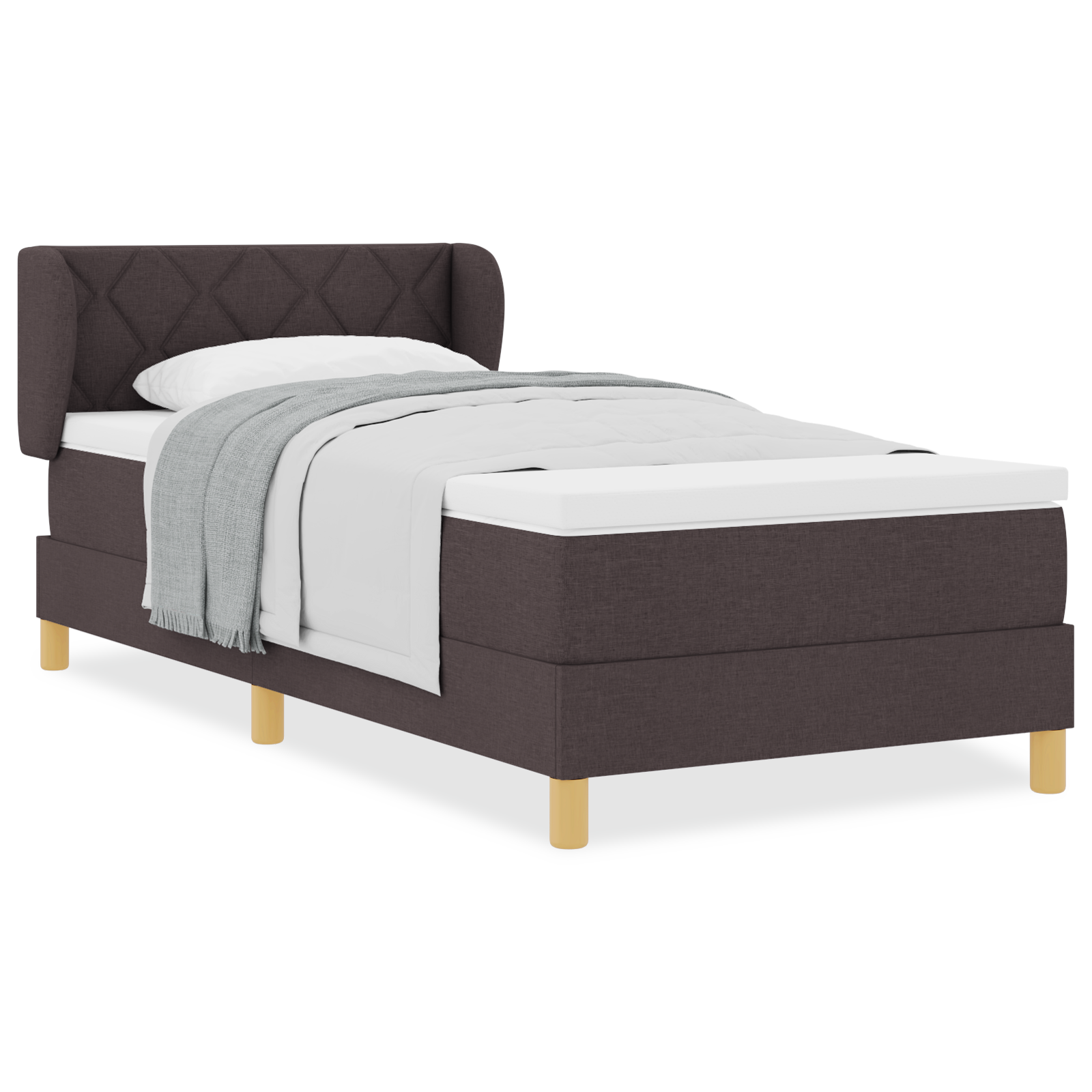 vidaXL Pat cu arcuri și saltea crem 90x200 cm Maro închis 100 x 200 cm vidaXL Pat cu arcuri și saltea crem 90x200 cm Maro închis 100 x 200 cm