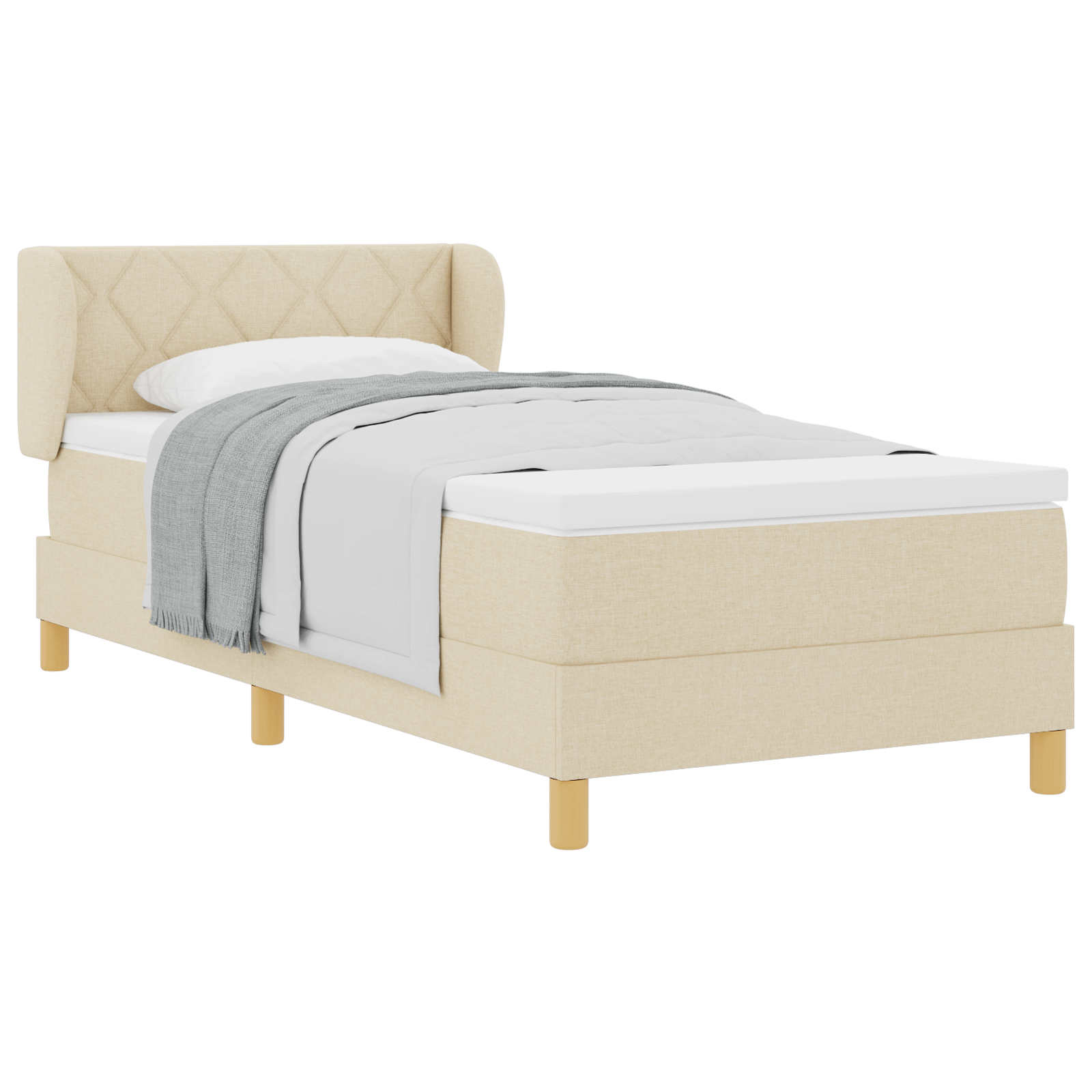 vidaXL Pat cu arcuri și saltea crem 90x200 cm Crem 100 x 200 cm vidaXL Pat cu arcuri și saltea crem 90x200 cm Crem 100 x 200 cm