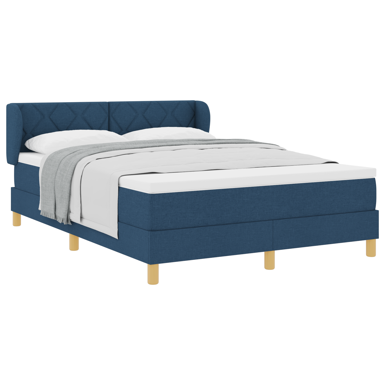 vidaXL Pat cu arcuri și saltea crem 90x200 cm albastru 140 x 190 cm vidaXL Pat cu arcuri și saltea crem 90x200 cm albastru 140 x 190 cm